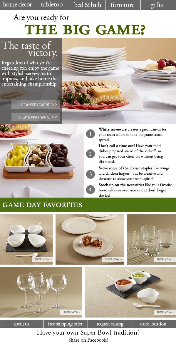 Ivory Company Super Bowl 2014 entertaining email design