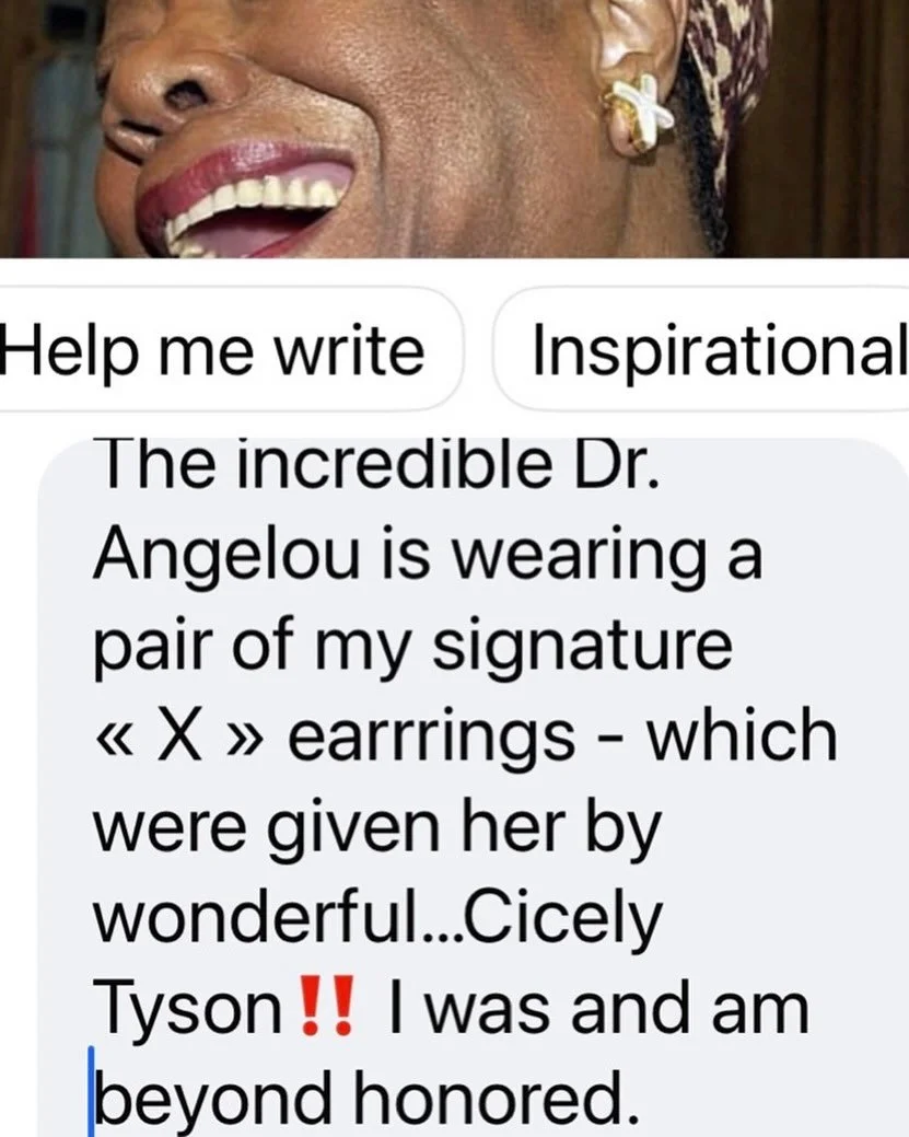 (And an image of Dr. Angelou wearing the earrings was on Nyc buses for six months - also a thrill)