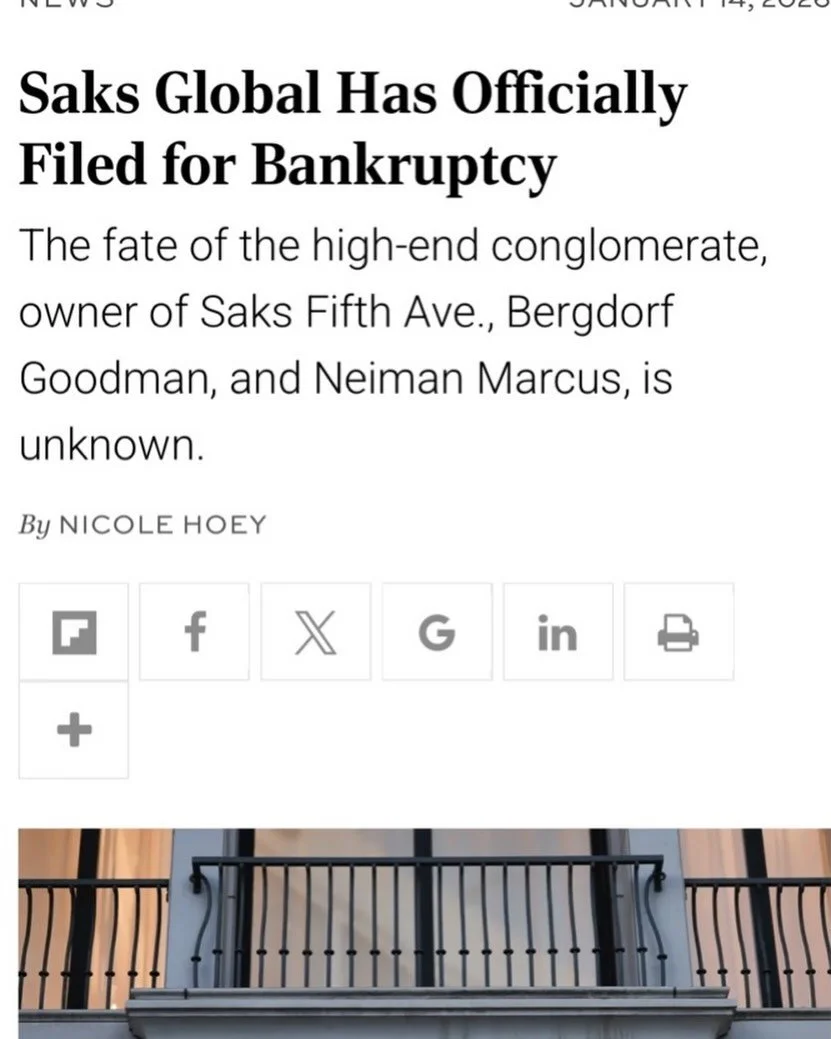 Oh my God. And THIS is a sign of a healthy economy❓SAKS GLOBAL INCLUDES BERGDORF GOODMAN AND NEIMAN MSRCUS‼️