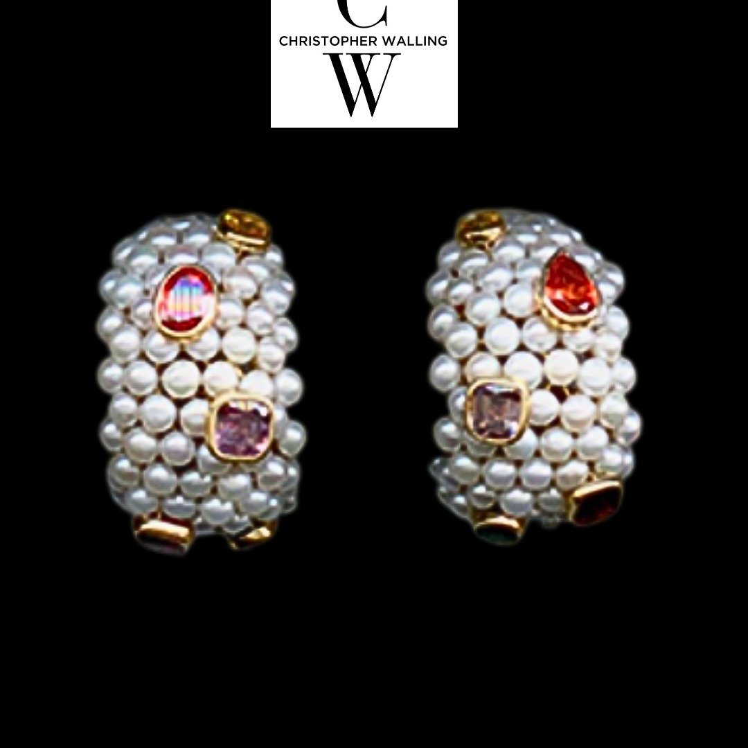 Inspired by Russian Bishop's mitres, hoop earrings with multi-colored Sapphires and Freshwater button Pearls in 18K Yellow Gold.

And...still in time for Mother's Day...they await you - by App&rsquo;t only - Park Avenue, between 57th and 56th Streets