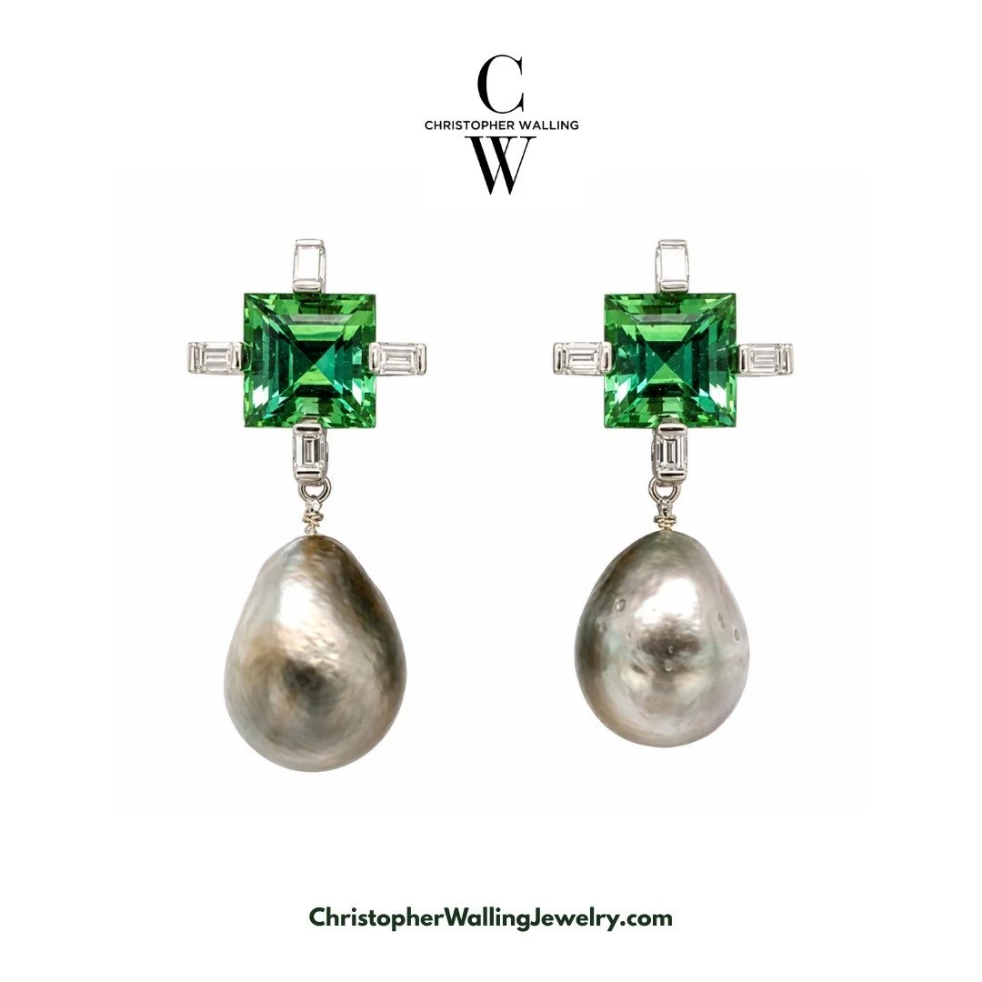 Mint Tourmalines are one of the very most beautiful shades of Green; these are from Afghanistan as well and weigh 9.41 cts. in total❗️Complimented by 12 mm to 15 mm Gray South Sea Pearls (June&rsquo;s Birthstone‼️)

And, they yearn to be visited! By 
