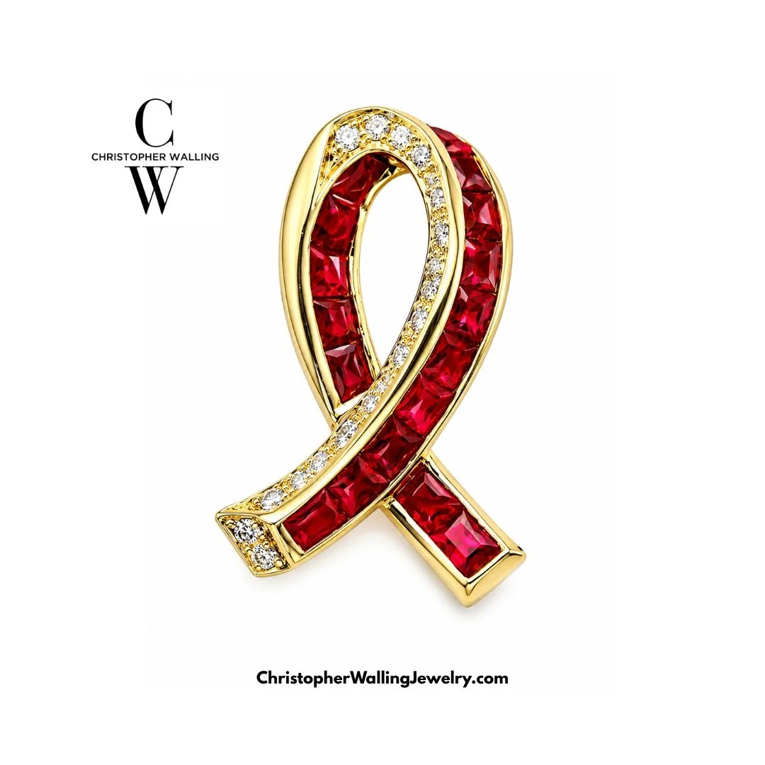 In the early years of the AIDS crisis, the great NYC house of Carven-French fabricated my design for an AIDS Ribbon. Wonderful Rubies and Diamonds. I made two and promptly offered them, for fund-raising auctions, to God's Love We Deliver and to the G