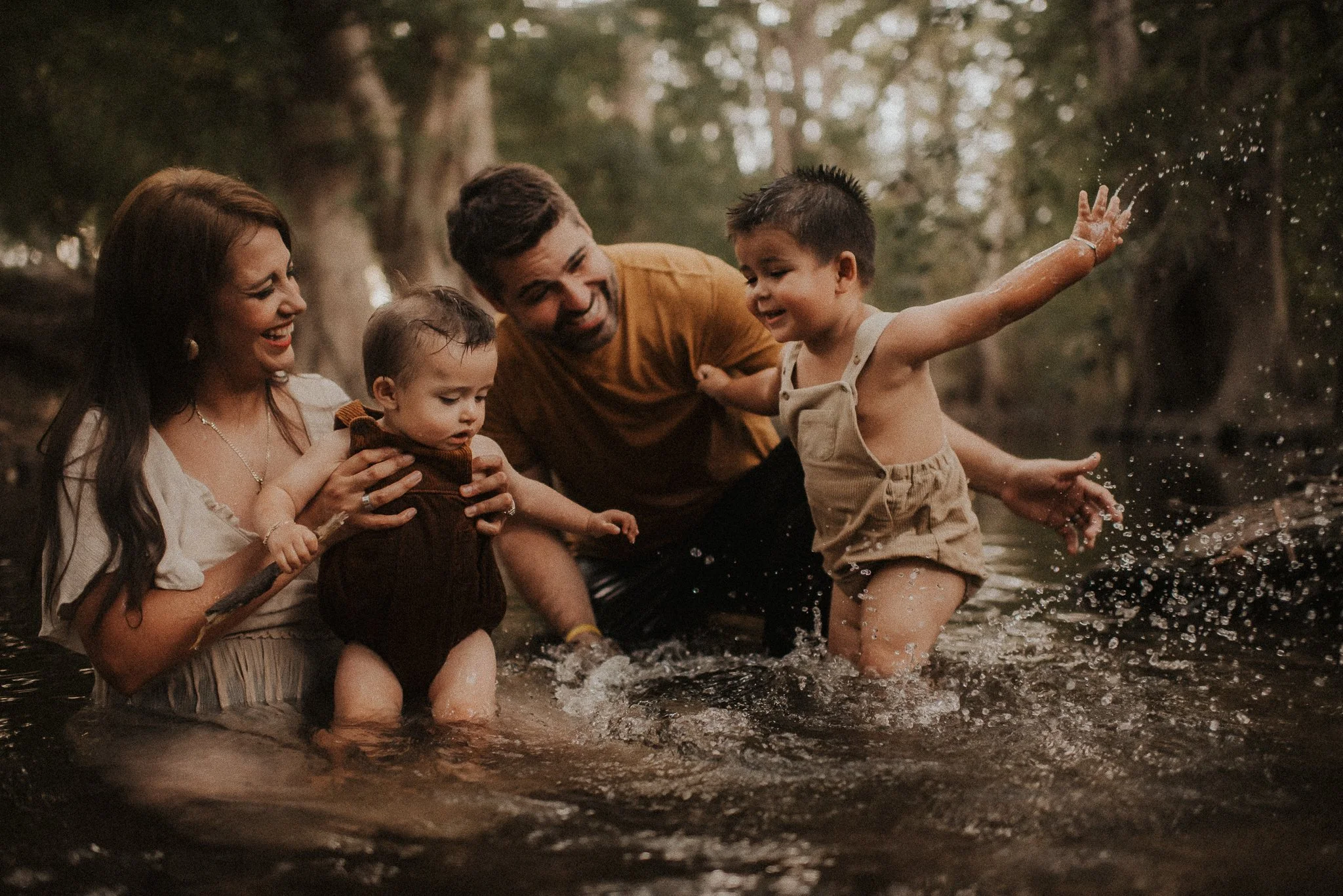 A September Texas Hill Country Creek Playful Earthy Family Session
