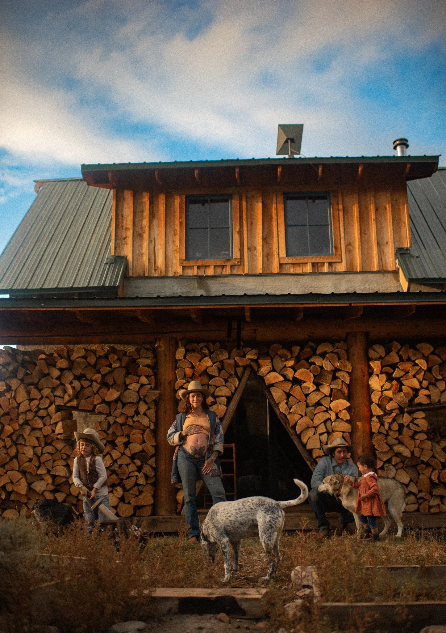 Cinematic Moody Earthy Maternity/Family Homestead of High desert Mountains in Northern New Mexico