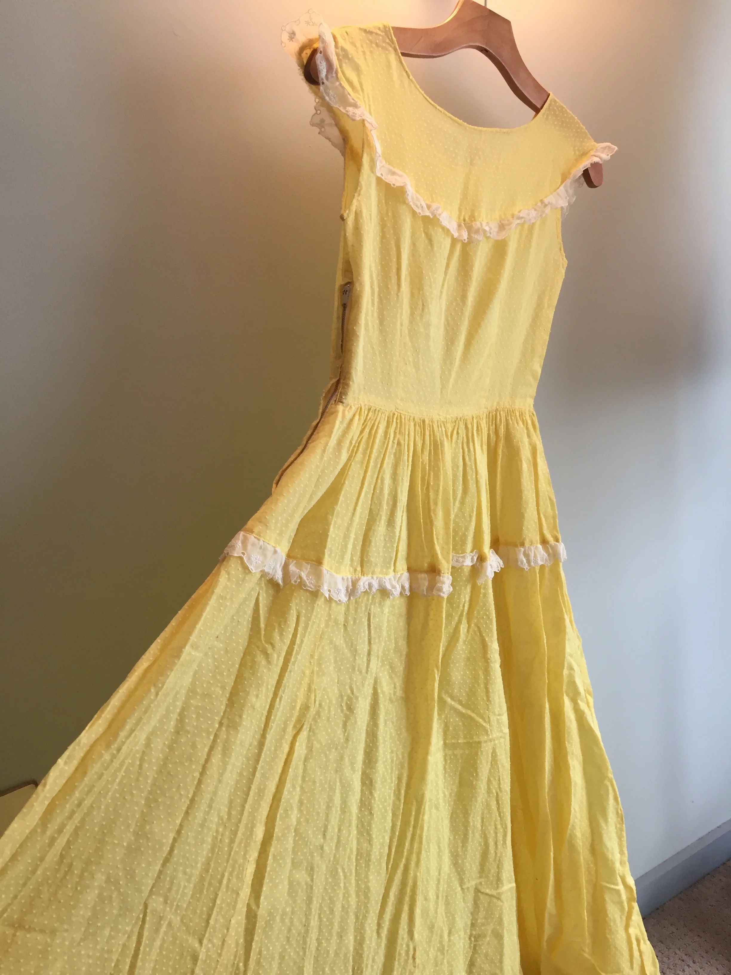Vintage Sheer Yellow Pindot Dress
