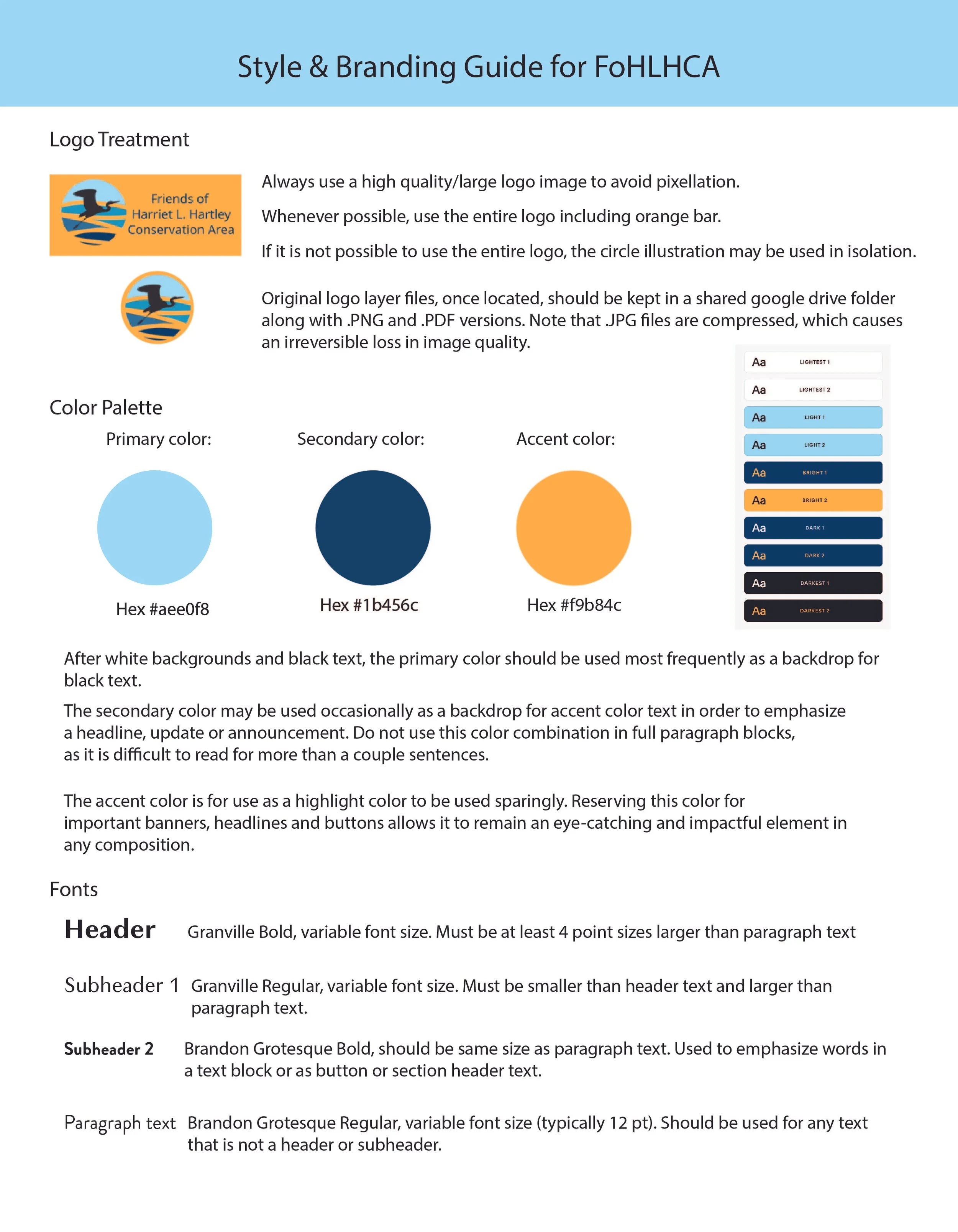 Brand & Style Guide for Friends of Harriet L. Hartley Conservation Area