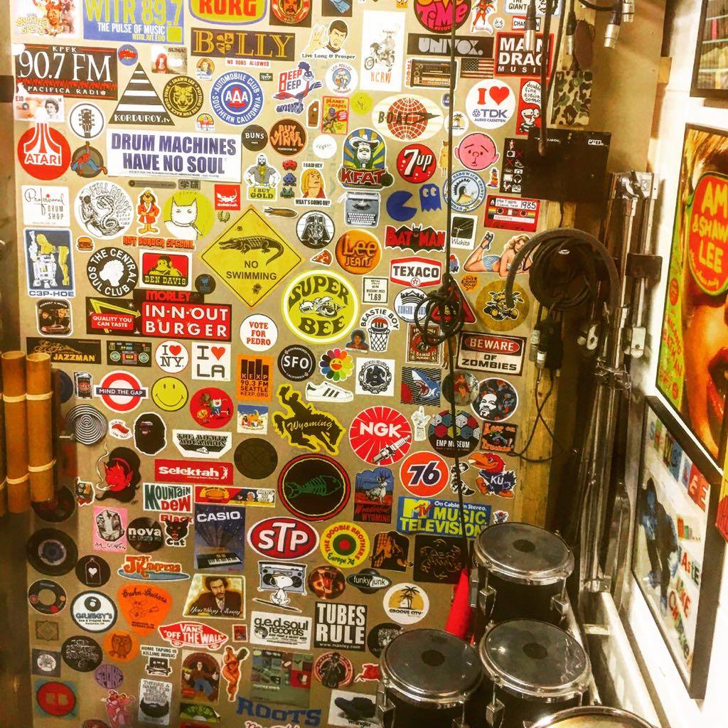 I love stickers ! I have 2 walls that are stickered up in my studio. I collect them on my travels.