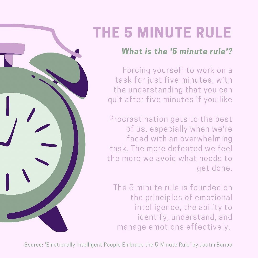 The 5 minute rule helps us jump over the greatest hurdle of all: getting started. Nothing gets done in one shot and it&rsquo;s all done in parts so why not think of it as 5 minute increments?