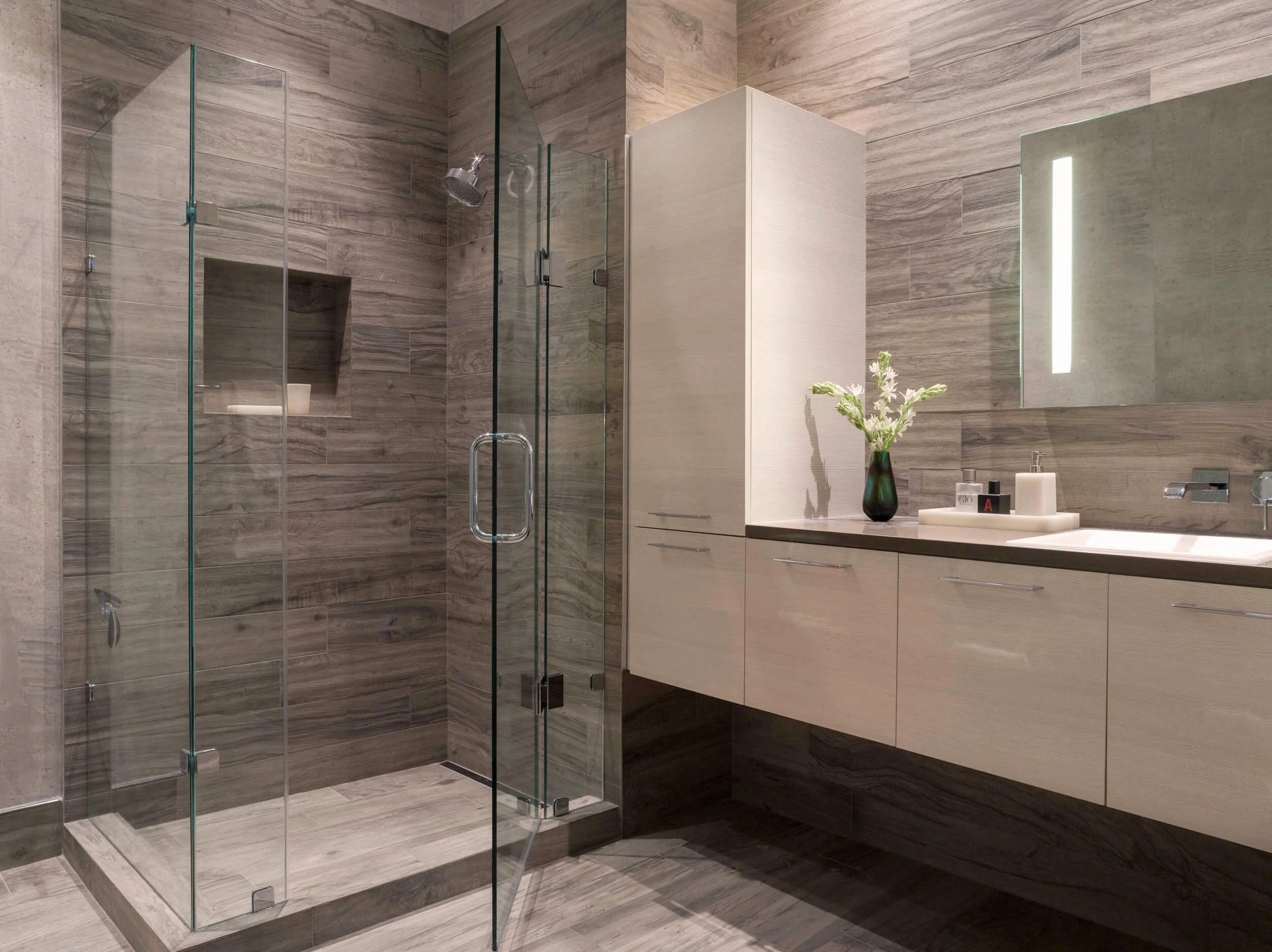 Bathroom Gray White Modern Jennifer Gustafson SF Bay Designer