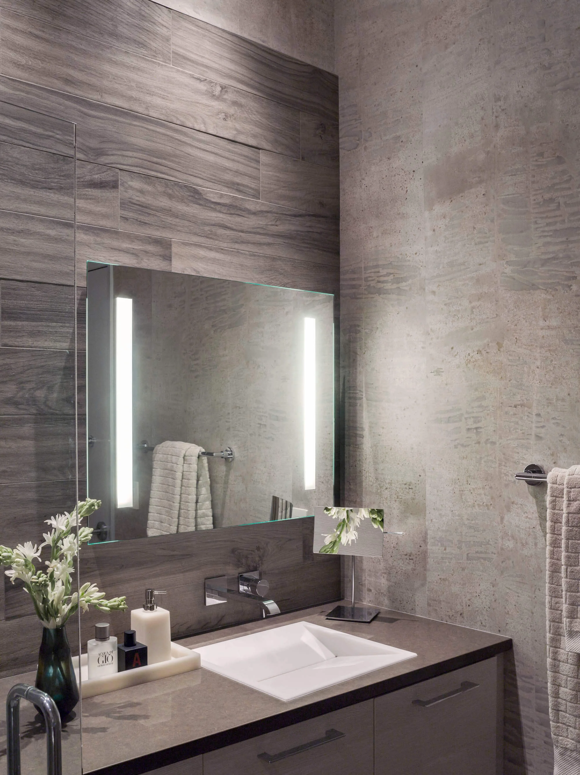 Bathroom Gray White Modern Jennifer Gustafson SF Bay Designer