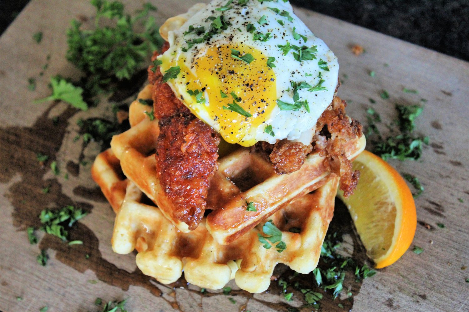 hot chicken and waffles