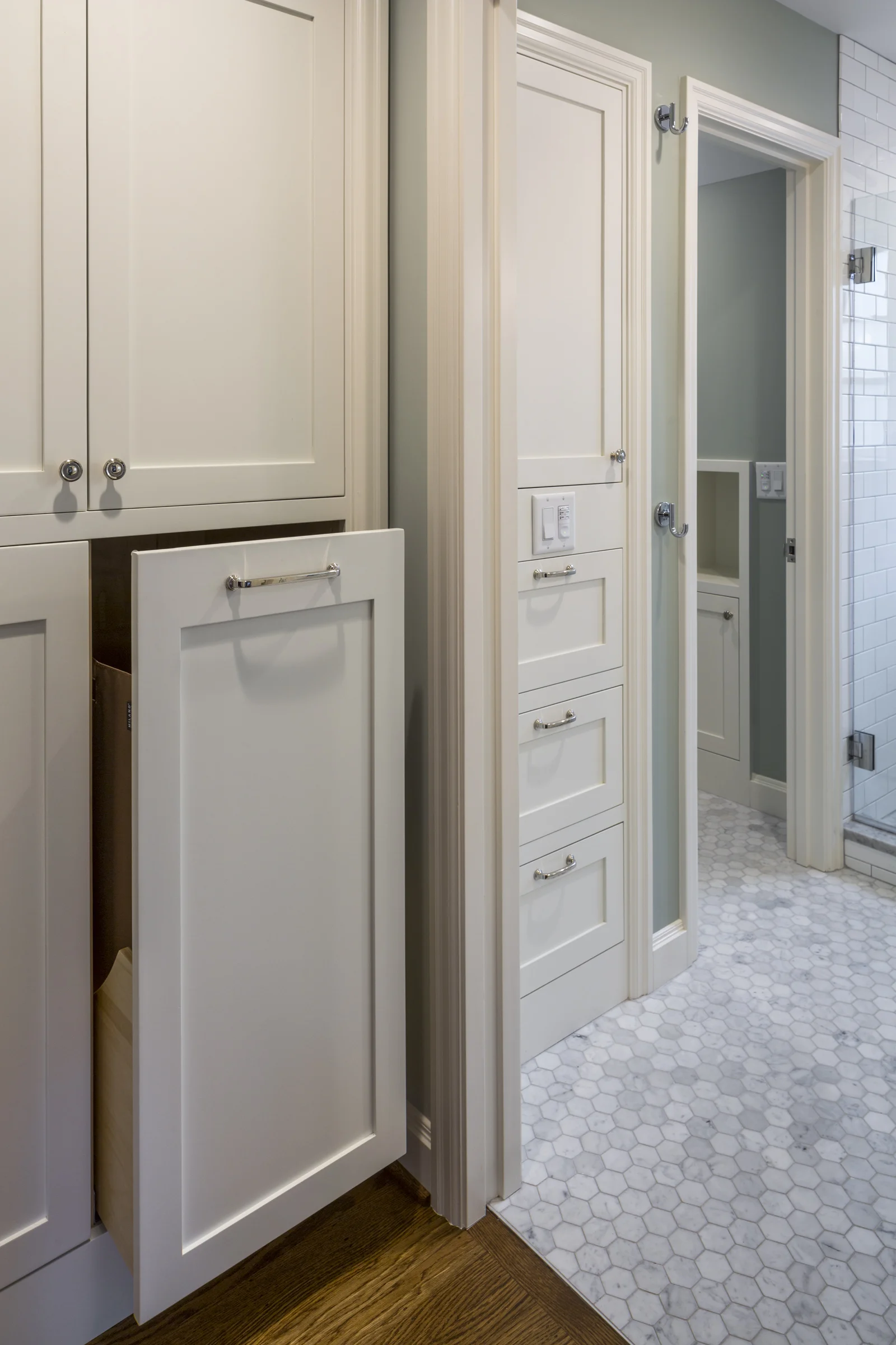 Custom Cabinets Include Laundry Pull-Outs