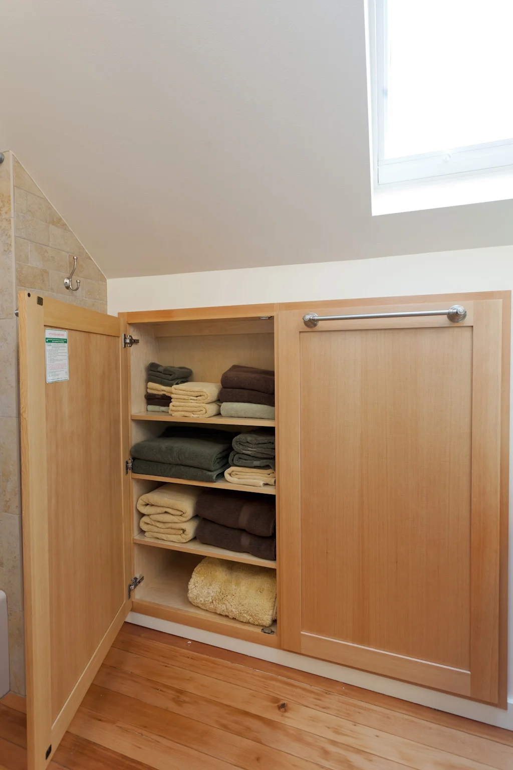 Linen Cabinet Tucked into Attic Space