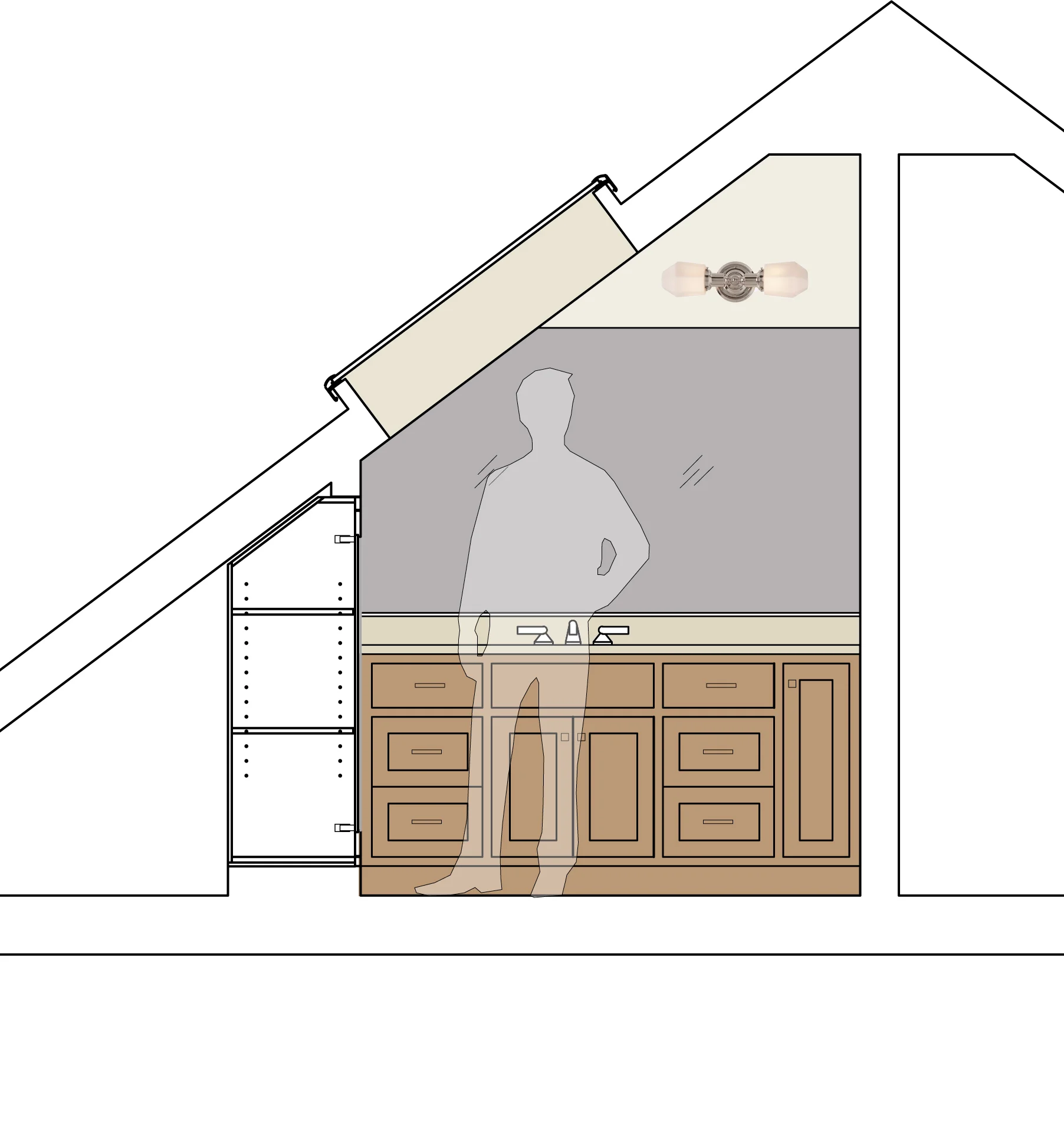 Interior Elevation and Section at New Bathroom
