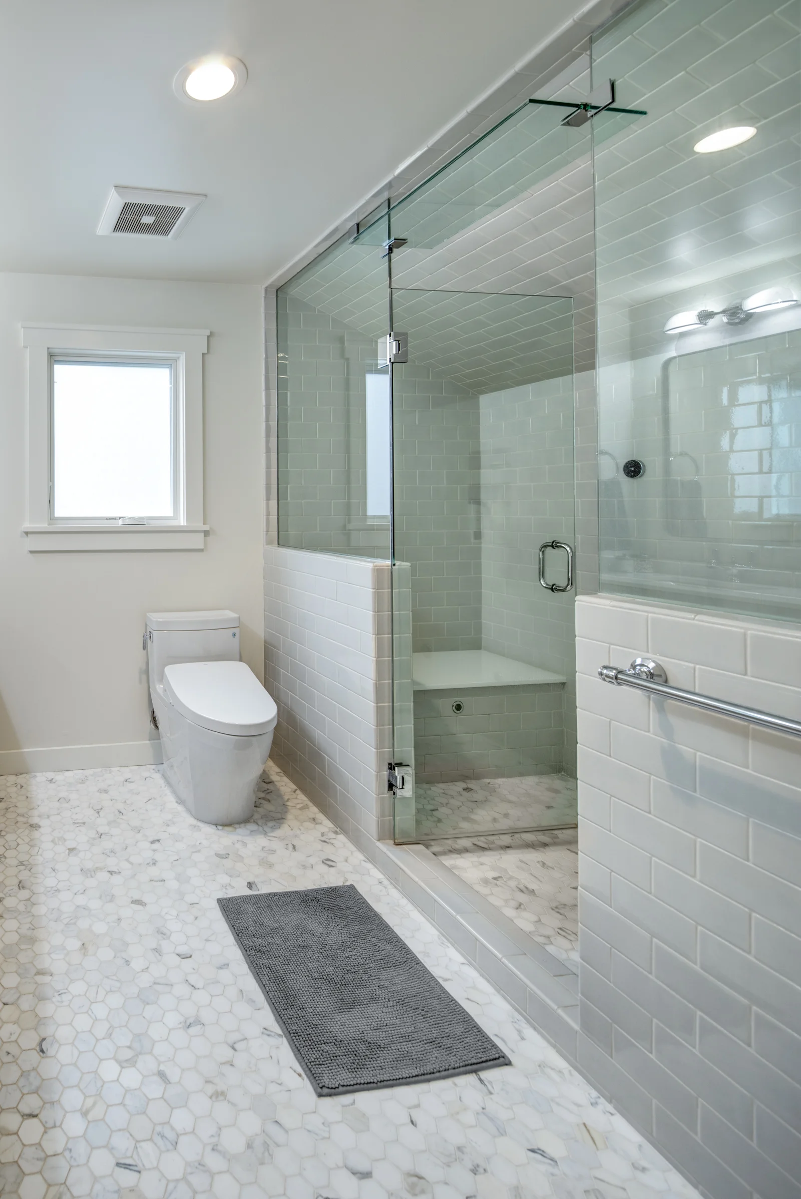 Steam Shower Tucked Under Existing Roof