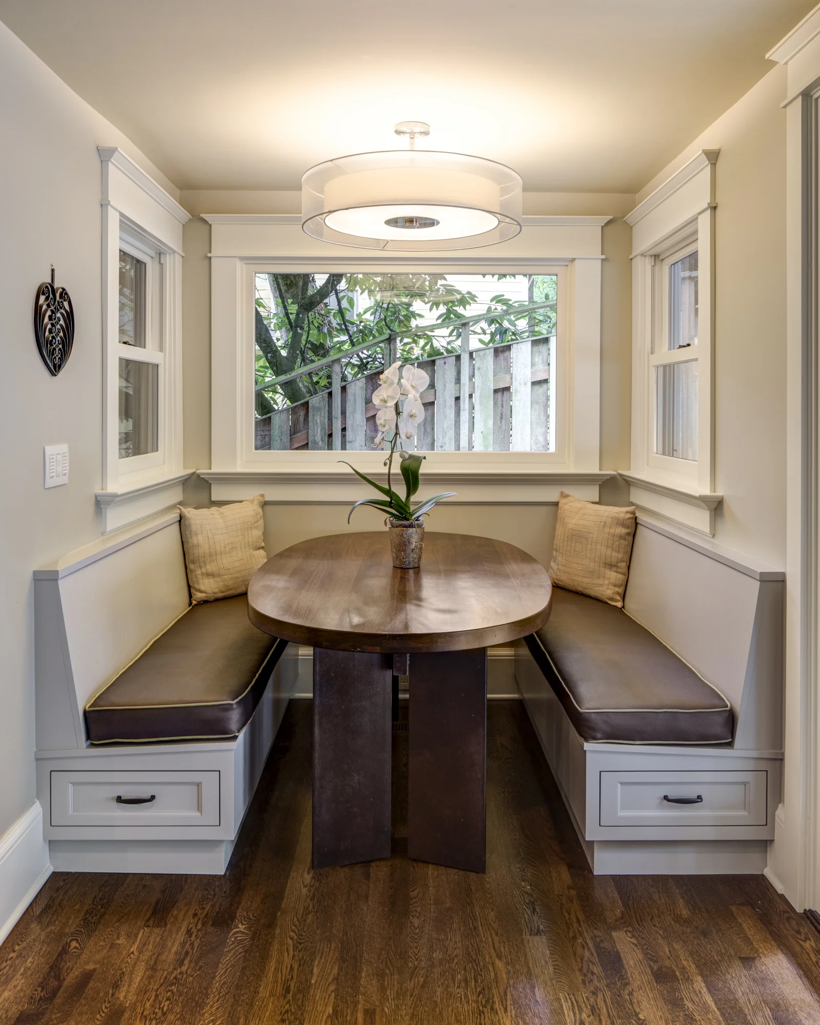 Dining Nook in Kitchen Includes Custom Built-Ins