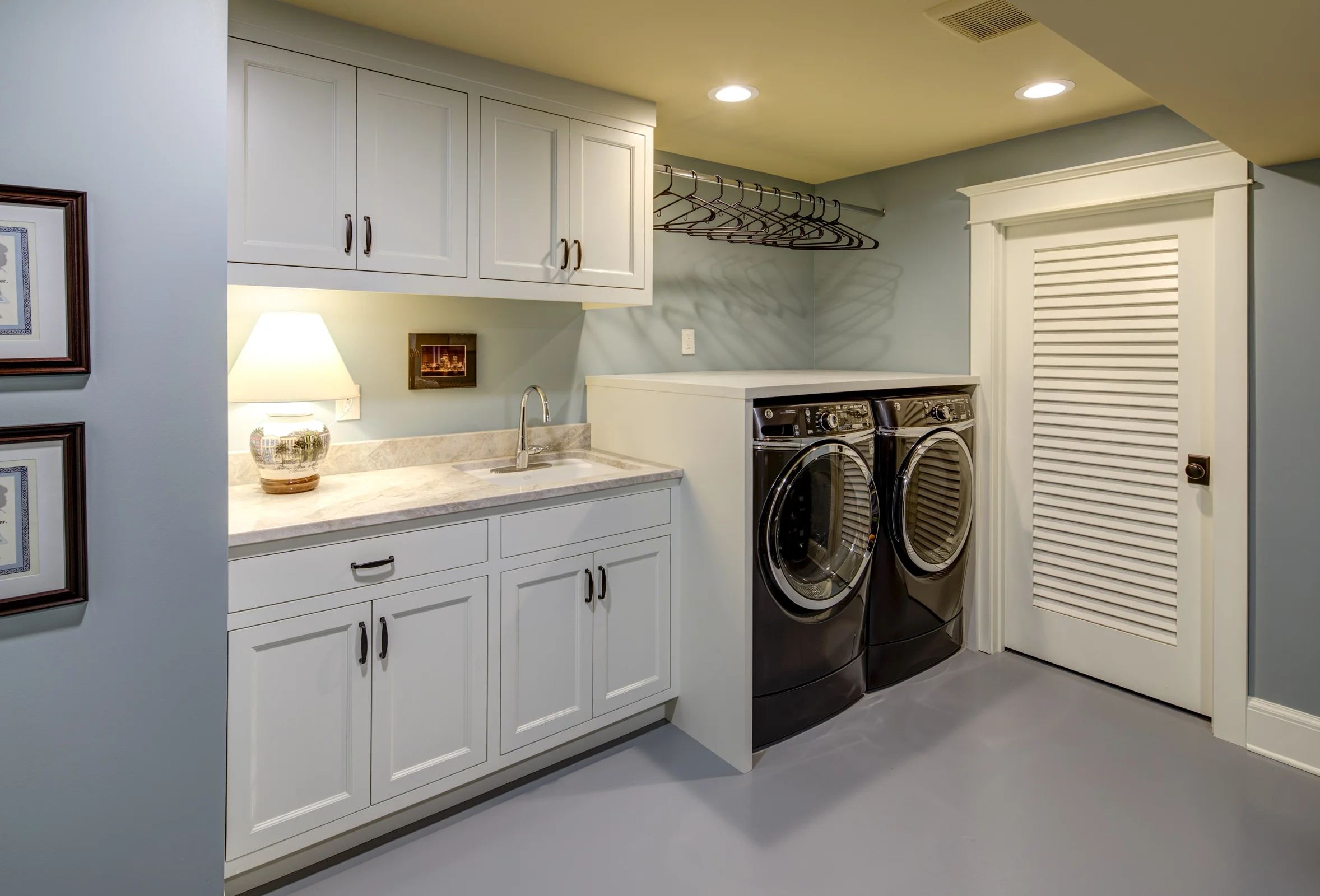 Basement Laundry Room with Ample Storage