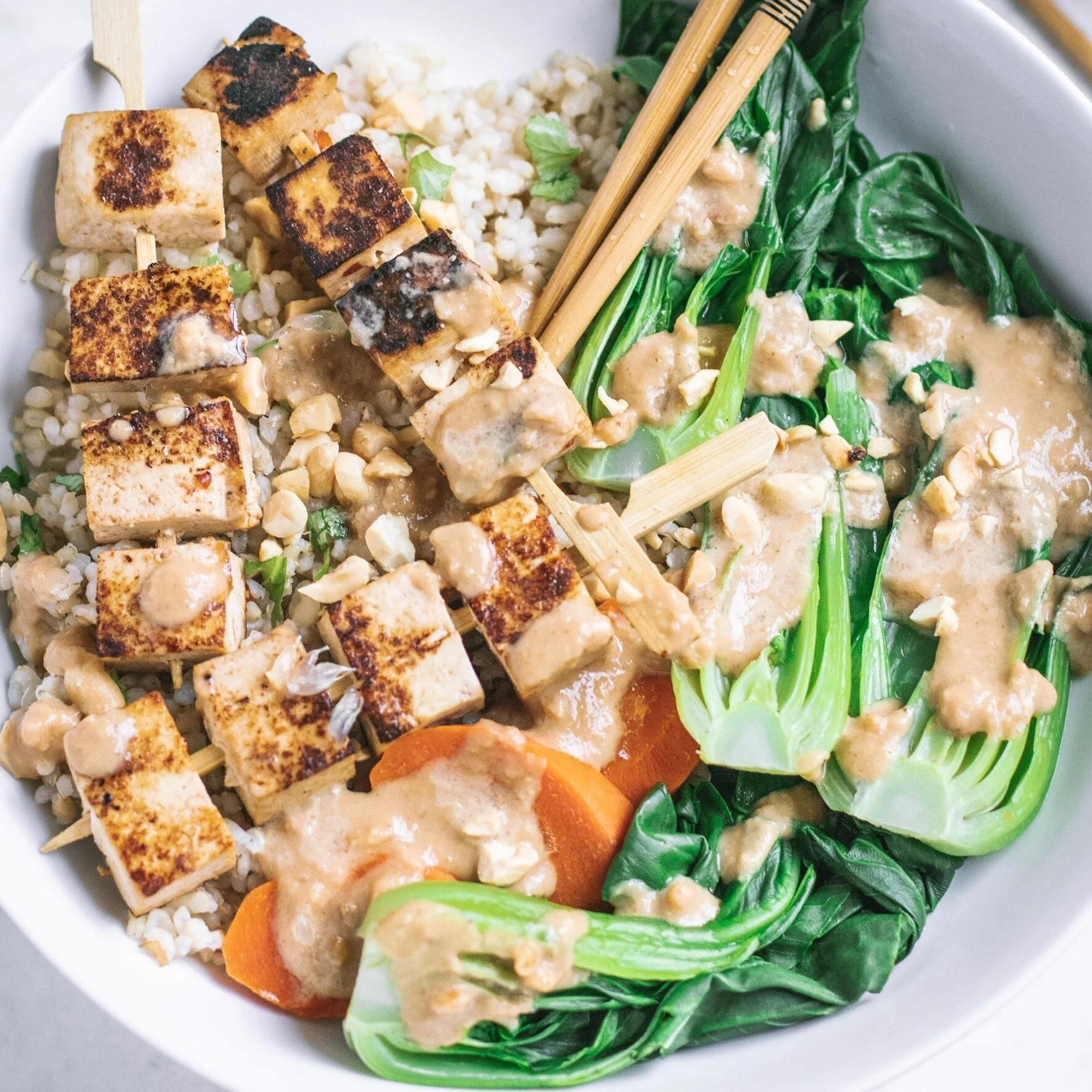 Family Bowls with Chunky Thai Peanut Butter Sauce