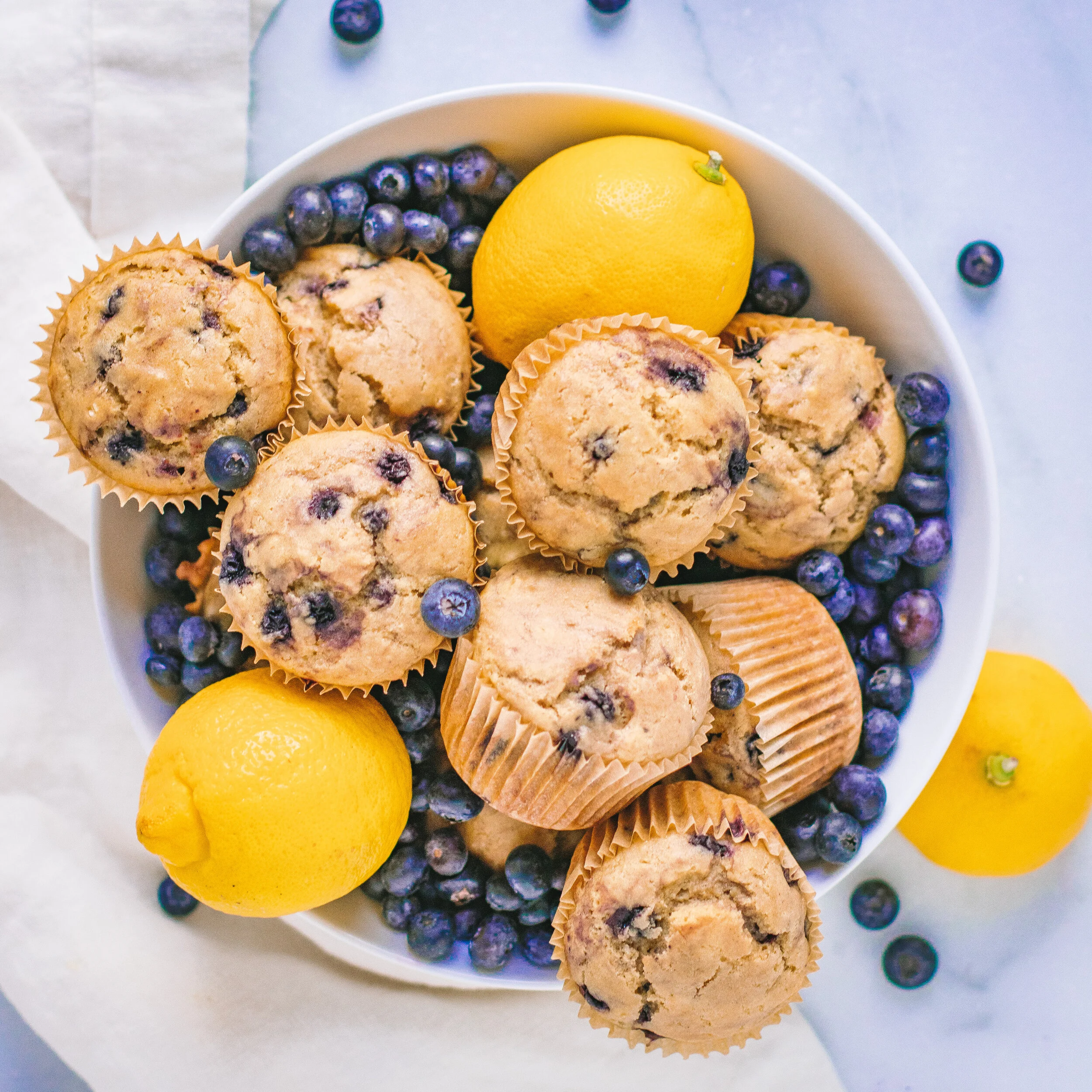 One Bowl Vegan Lemon Blueberry Muffins