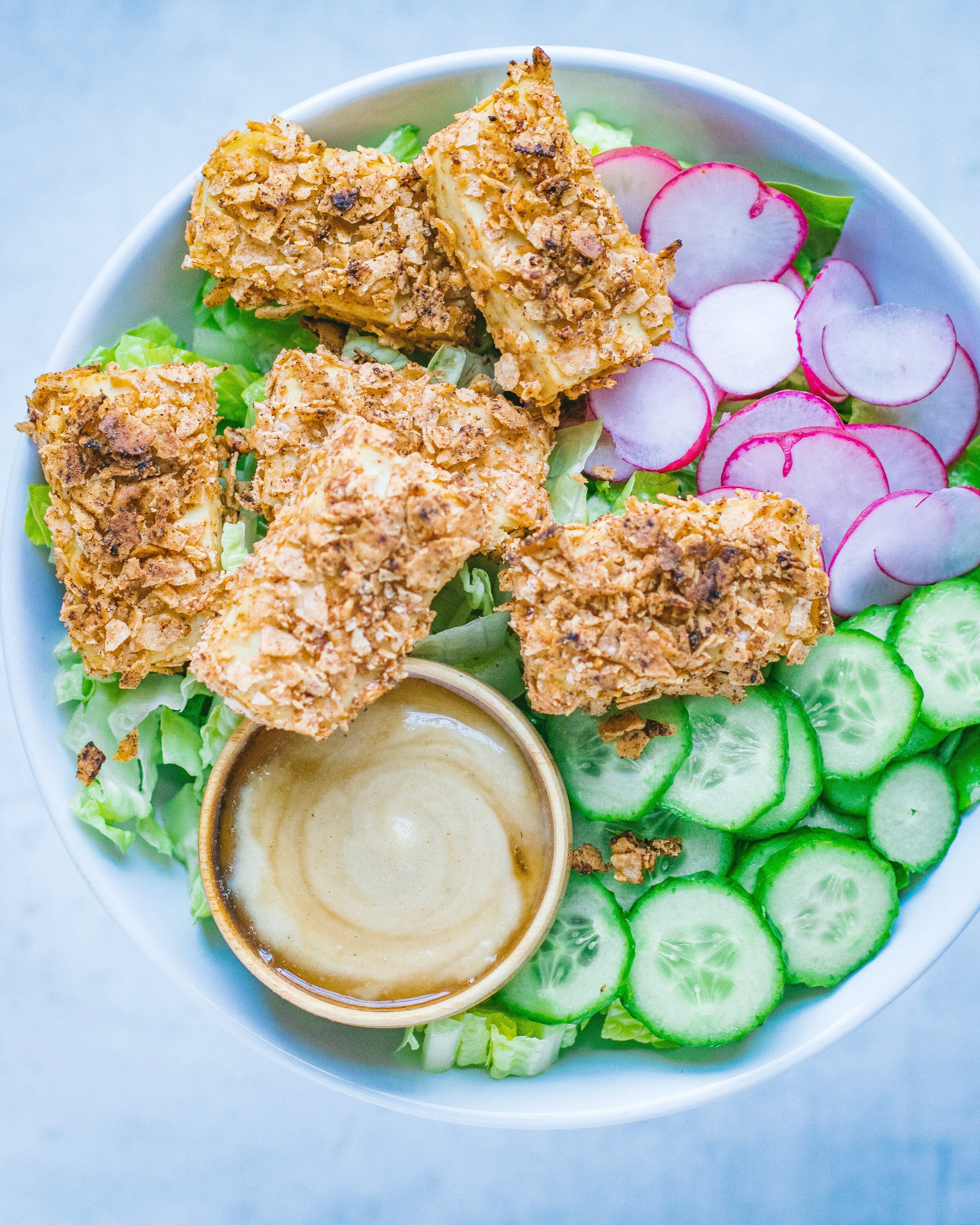 Chipotle Tofu Tenders with Maple Dijon Dipping Sauce