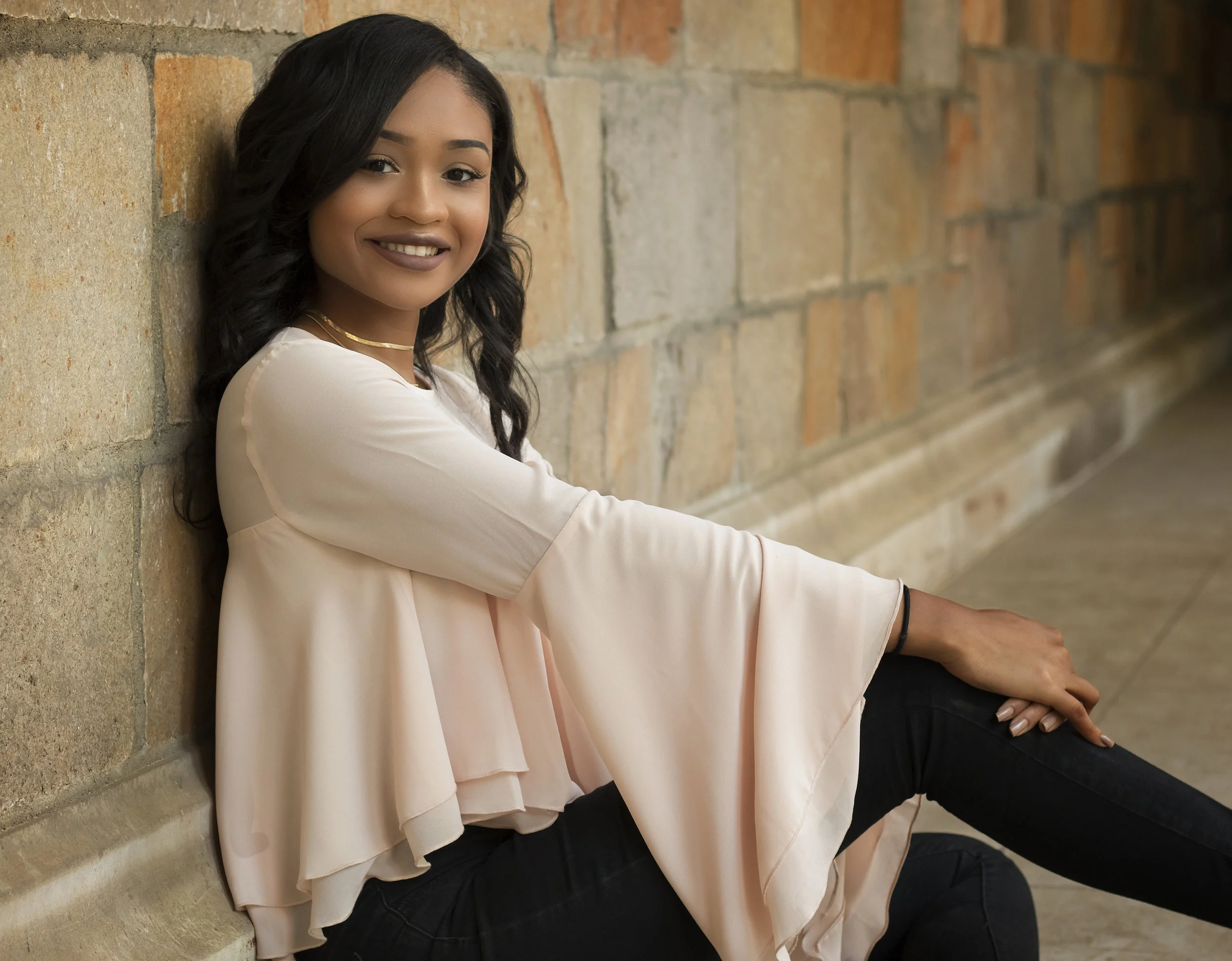 Senior photo session at Ann Arbor Law Quad