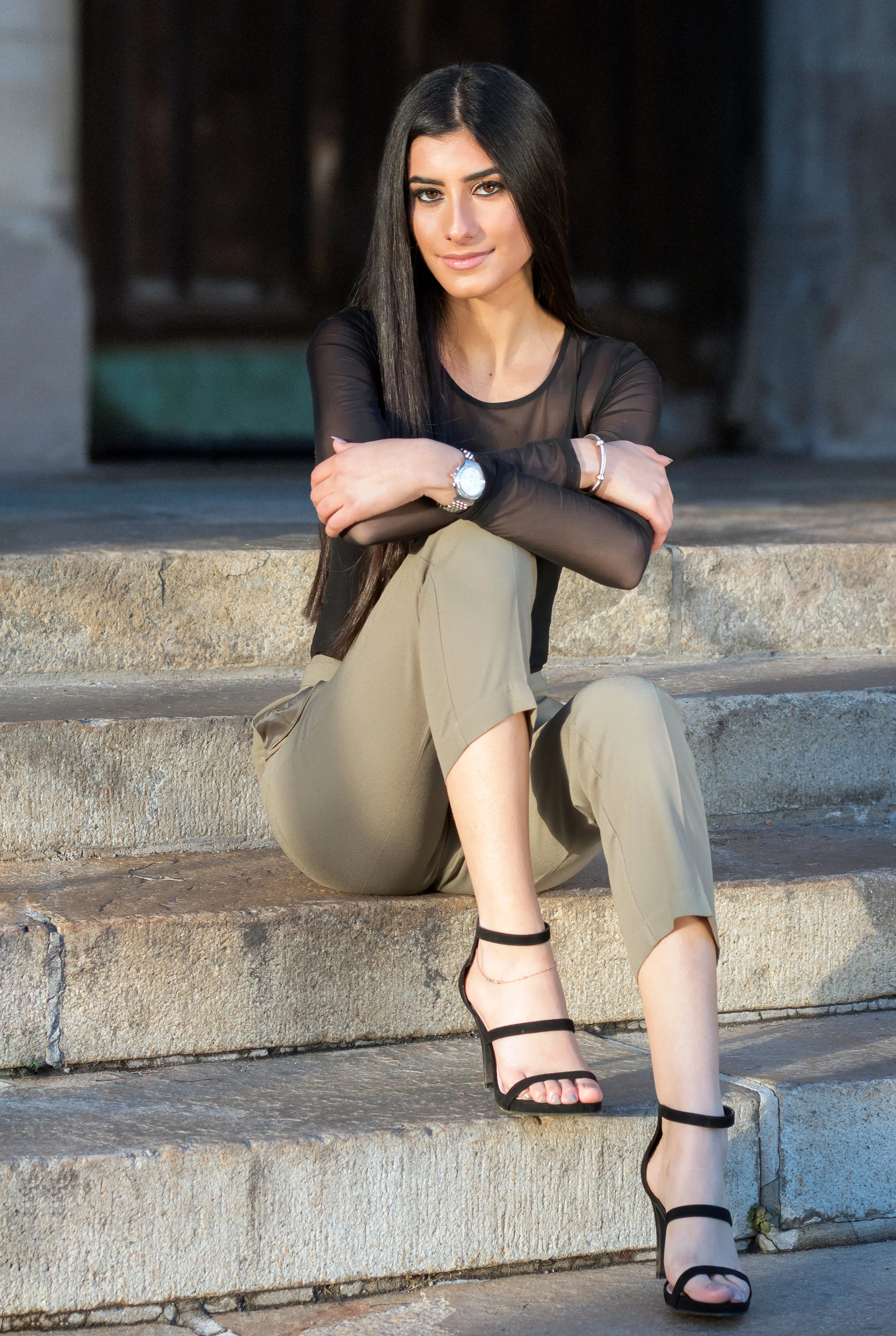 Senior photo session at Ann Arbor Law Quad