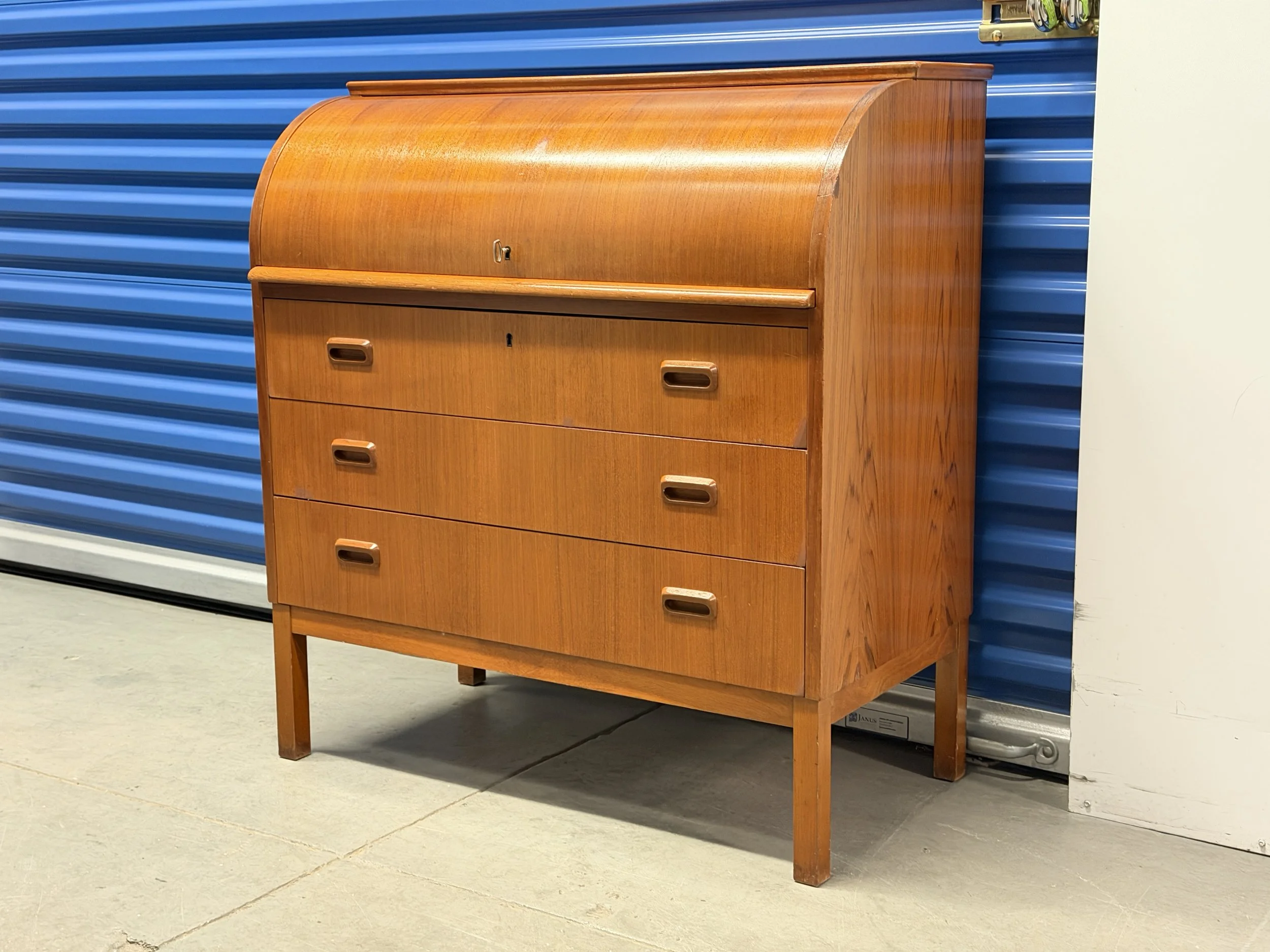 Vintage Danish Modern Roll Top Secretatry Desk by Norgaards Stolefabrik