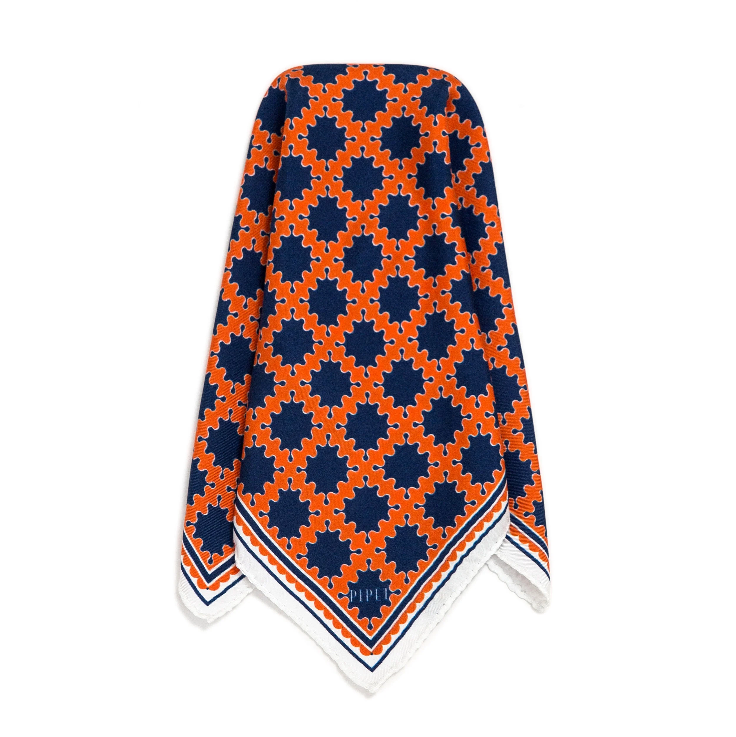 ©2017PIPETDESIGN Barbican Pocket Square Orange White SQ WHT HR.jpg
