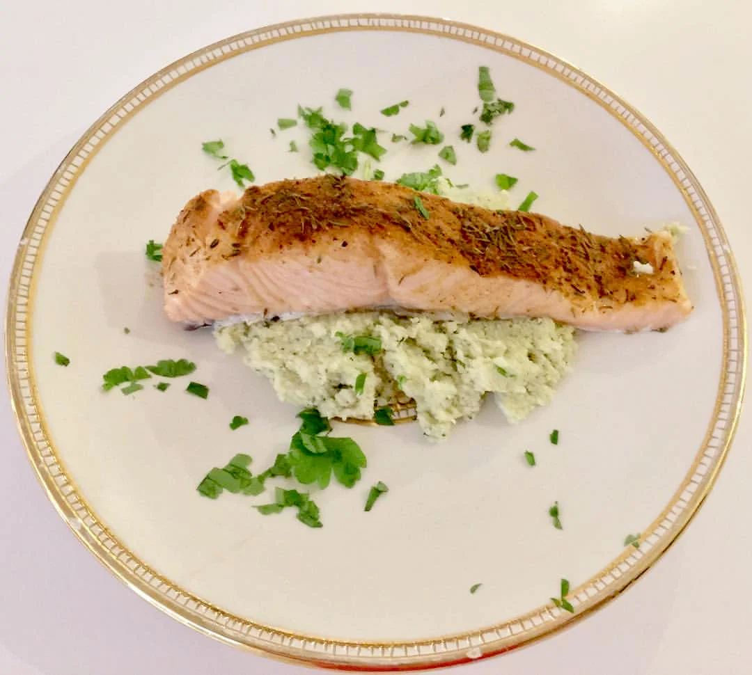 Cajun Salmon With Cumin Cauliflower Mash