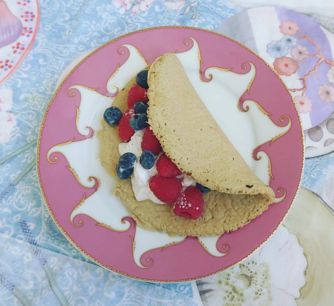 Cashew Butter Omelette with Coconut Yoghurt and Berries