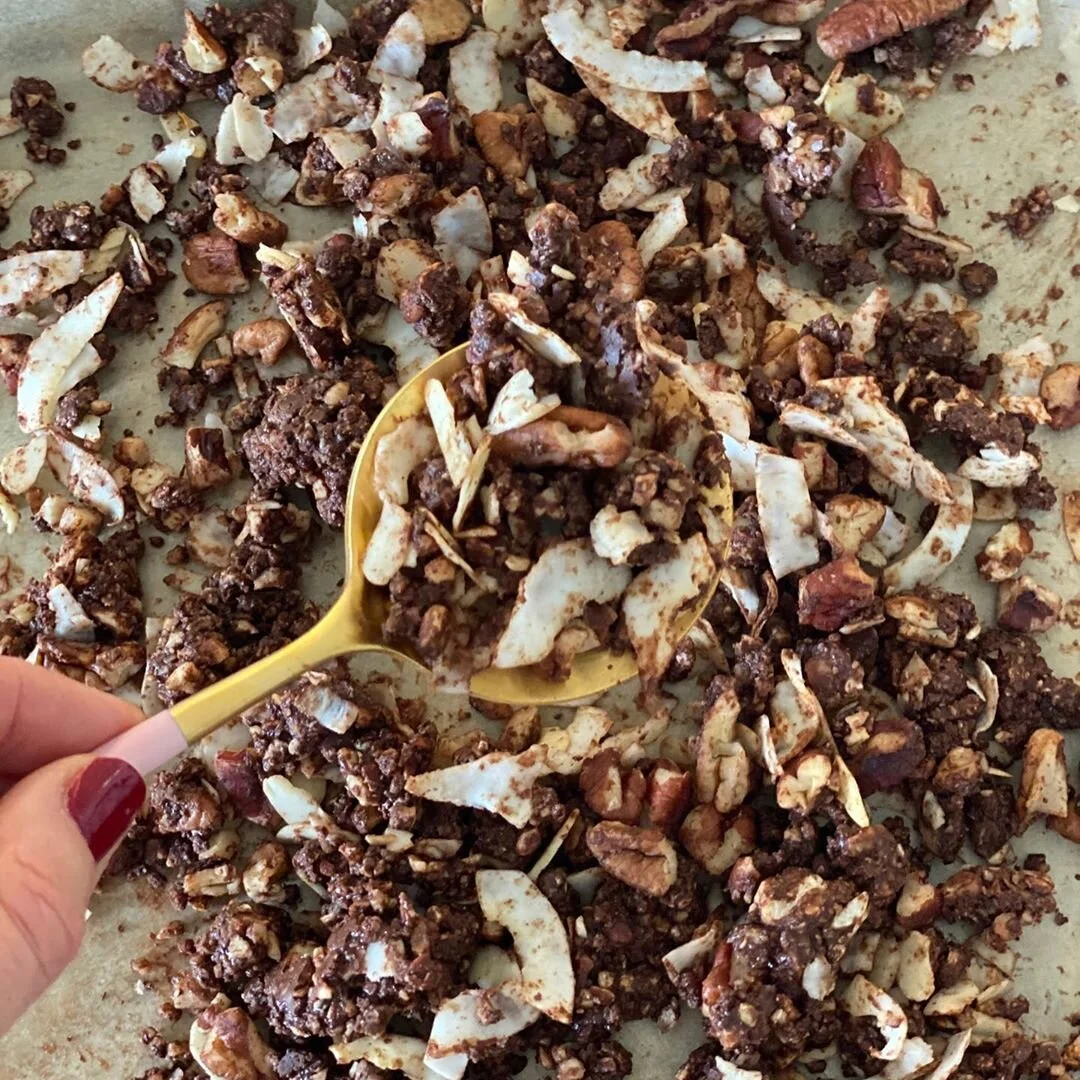 Delicious dark chocolate paleo granola