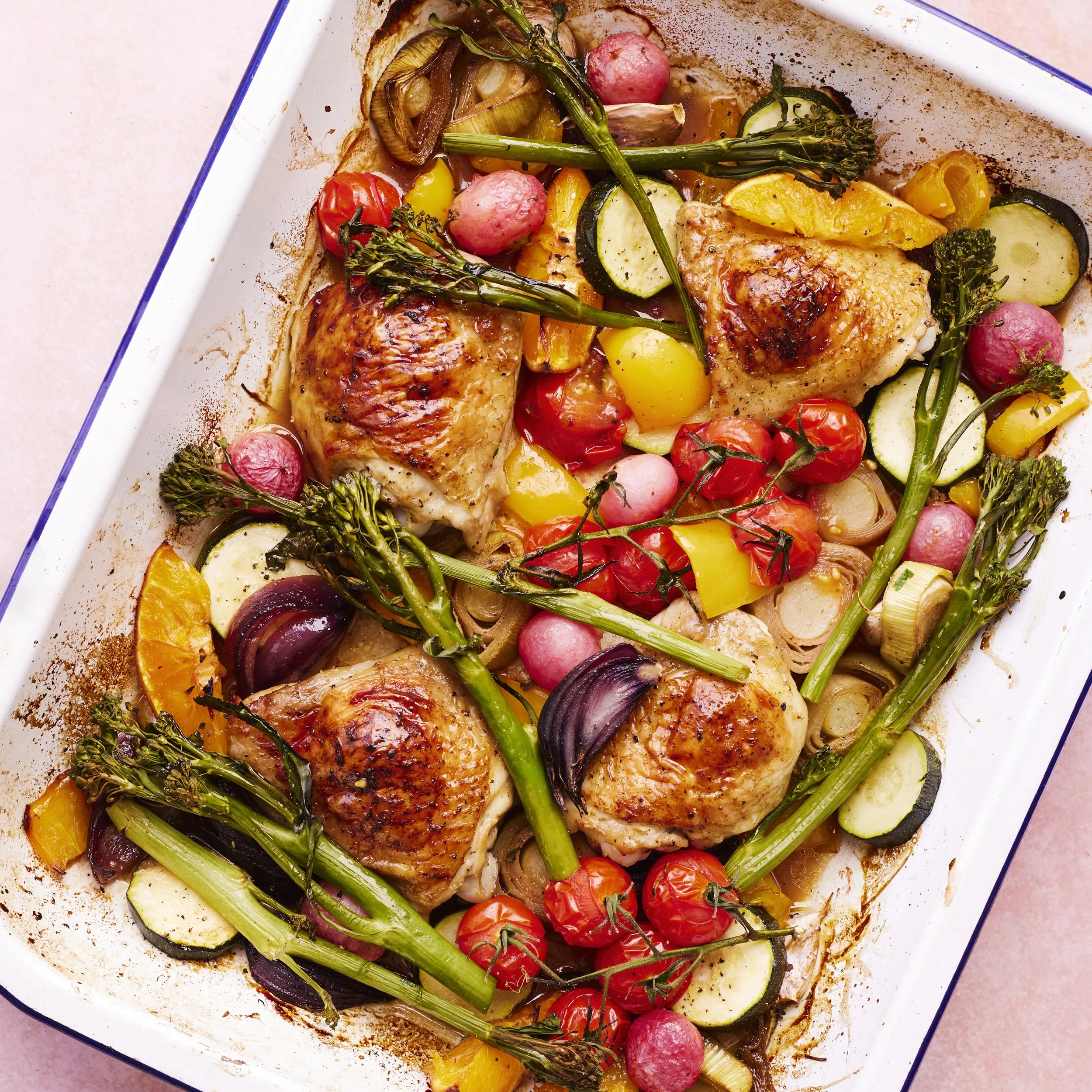 orange and balsamic chicken traybake