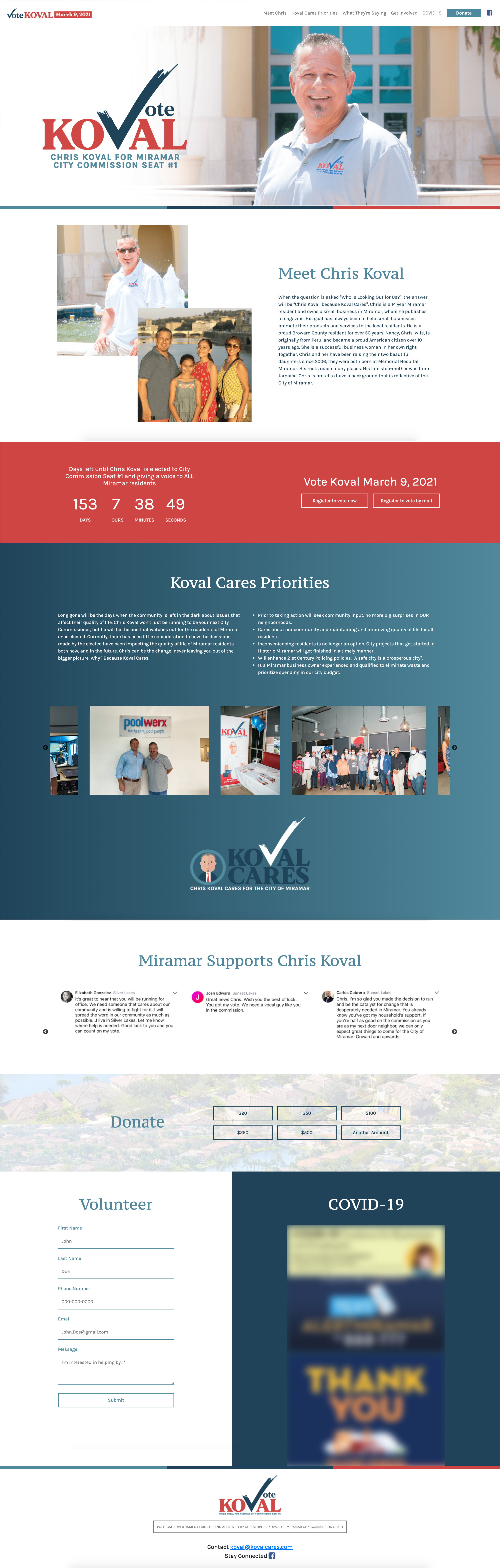 Chris Koval | Political Website Design | 2020