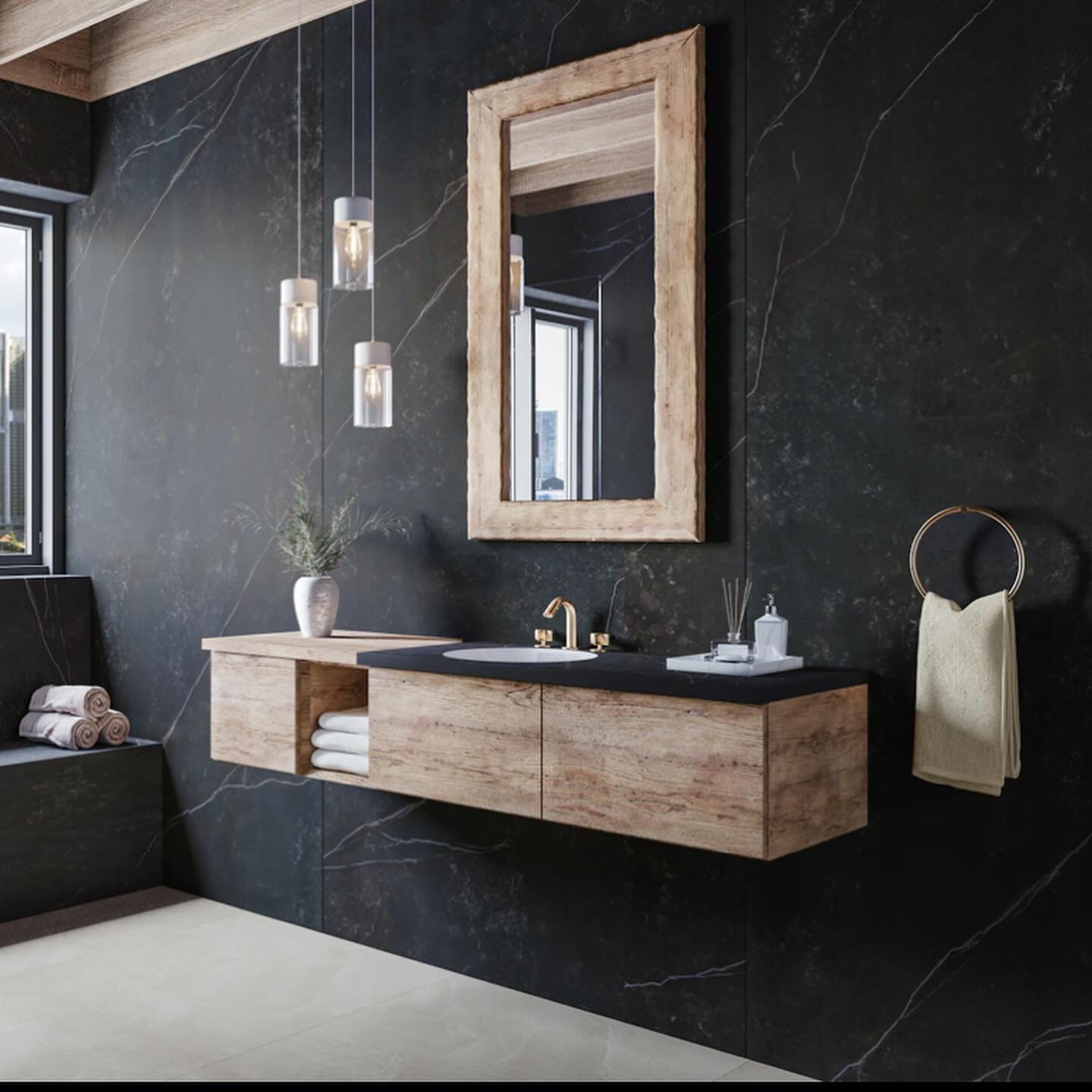 KELYA Worktops &amp; Surfaces courtesy of @dektonbycosentino #measured #made #fitted by @lbsstone 

#bathroom #shower #vanity #countertops #worktops #dekton #kelya #black #white #home #design #interiordesign #lifestyle #sussex #london #marble #granit