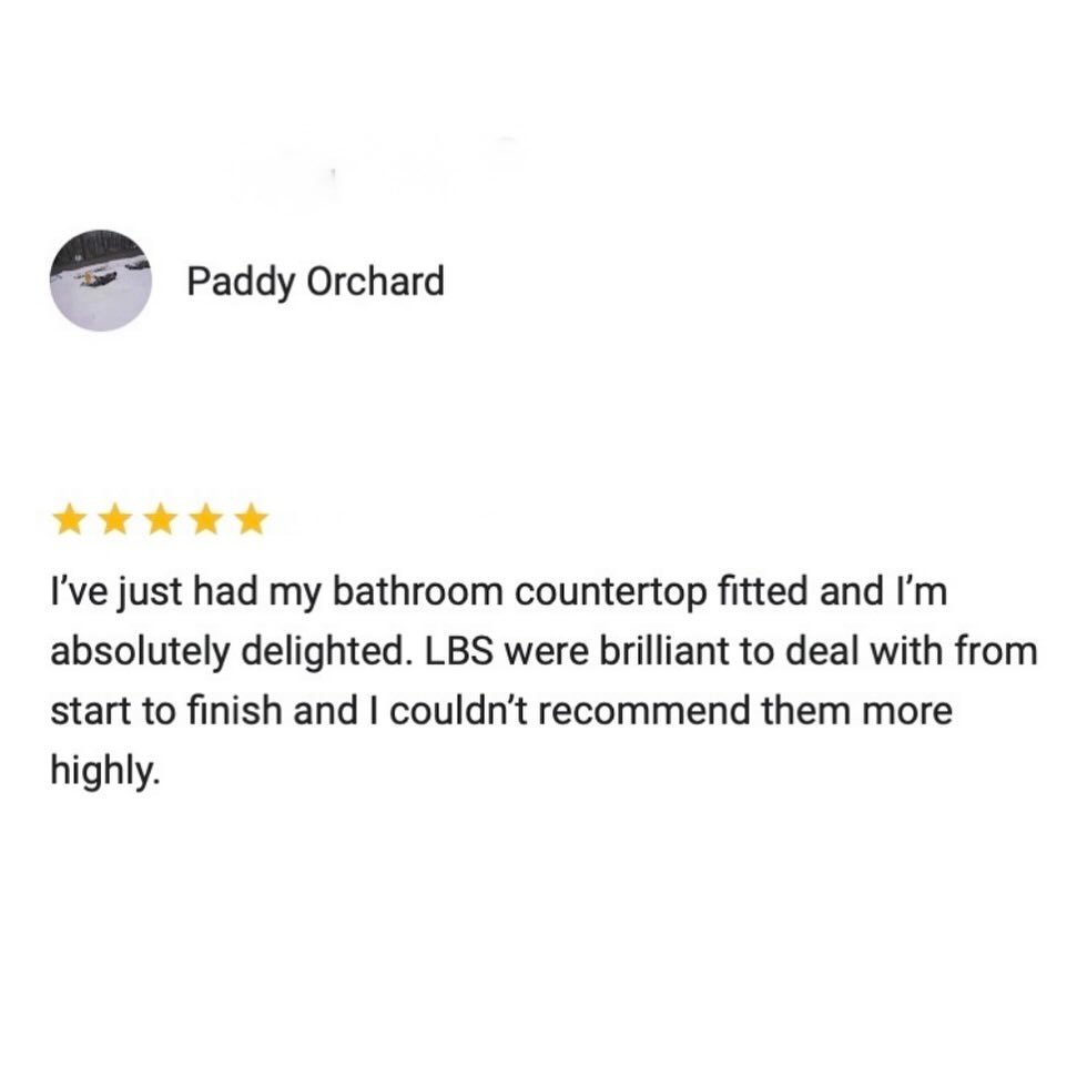 Thank you Paddy for your fabulous ⭐️⭐️⭐️⭐️⭐️ Review!

Quartz, Granite, Marble &amp; Ceramic Worktops &amp; Surfaces professionally fabricated by @lbsstone since 2000.
.
.
.
.
#bathroom #shower #countertops #google #design #interiors #interiordesign #
