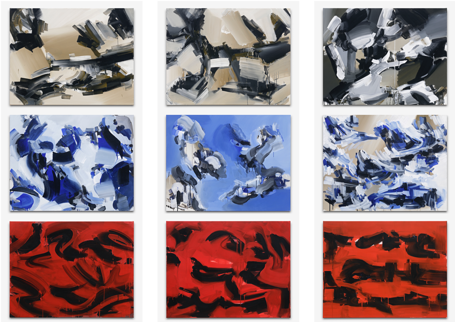 Unfinished 4 (1-9), 2017, 70 cm x 90 cm, acrylic on canvas