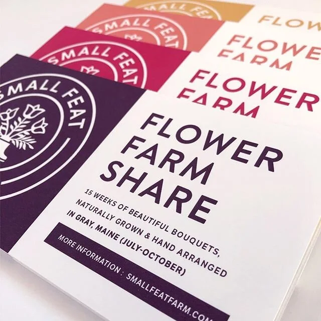 @smallfeatfarm logo and flyer design. Check our their website to sign up for your flower farm share this summer!