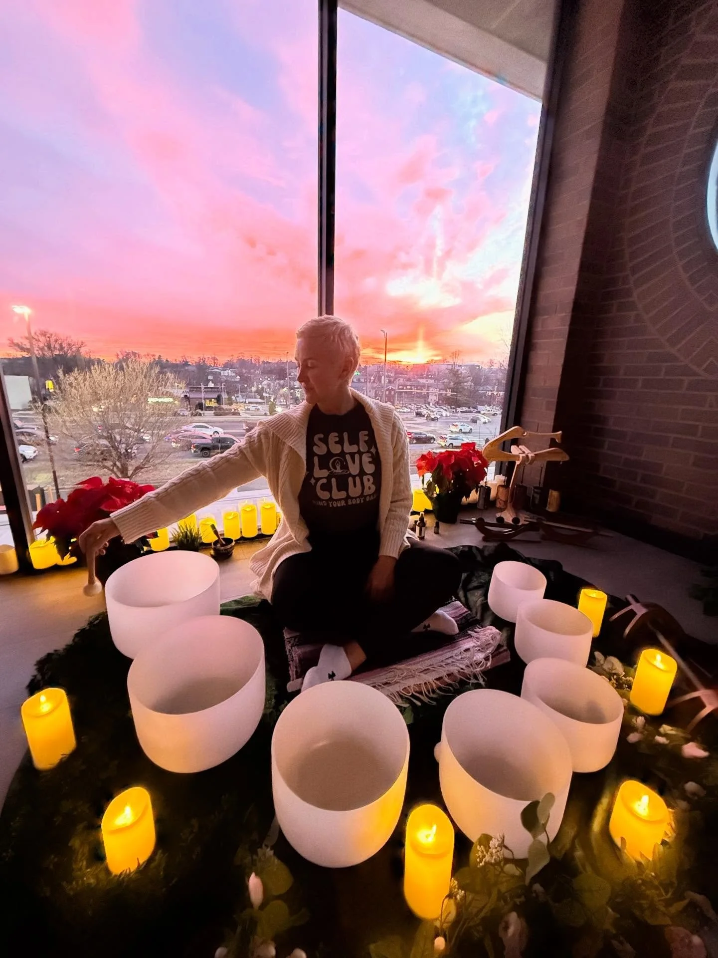 The sunset view is amazing from our windows!  Especially this past Saturday right before our Sound Bath!  It was so good to see all the faces from MYBO 1.0!  Thank you for bringing your energy into our new space!
Swipe &mdash;>> Check out what 