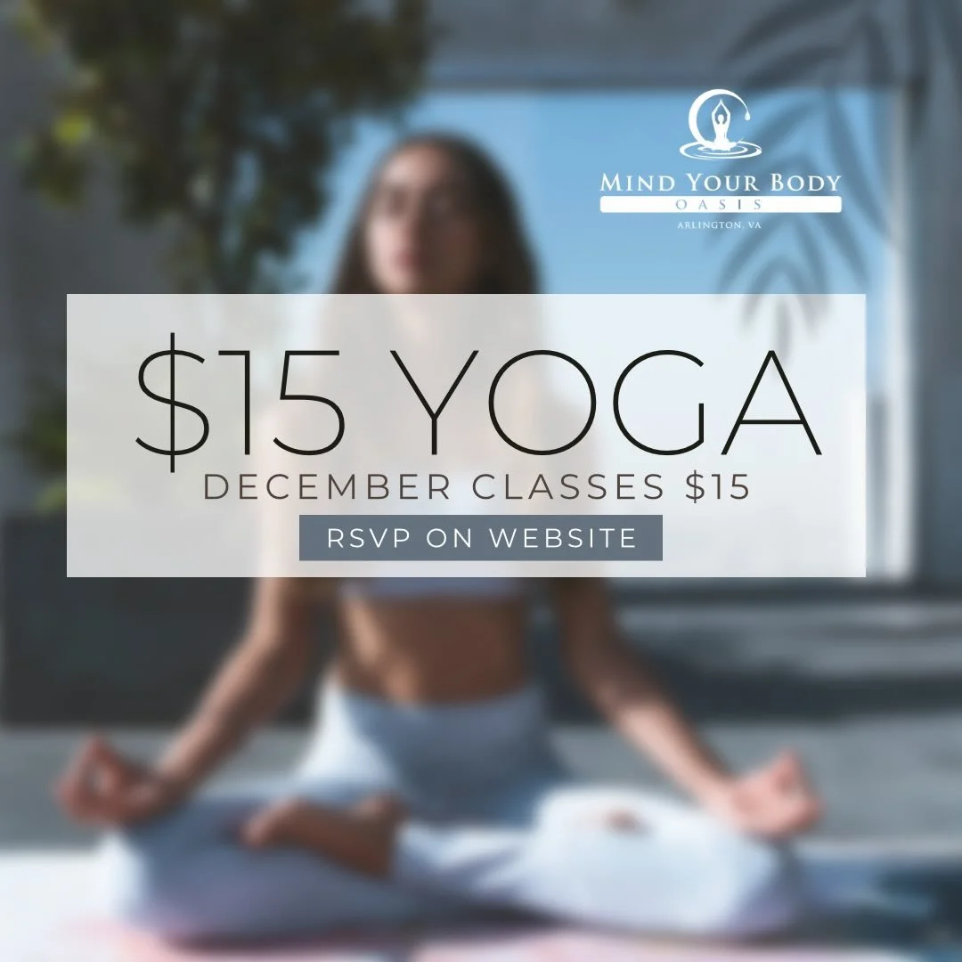 Join us for the rest of the month for $15 drop in classes! 
Keep an eye on your inbox for our newsletter and all the deals for the new year for memberships and packs!  We skipped Black Friday this year so we are extending those amazing deals in our n