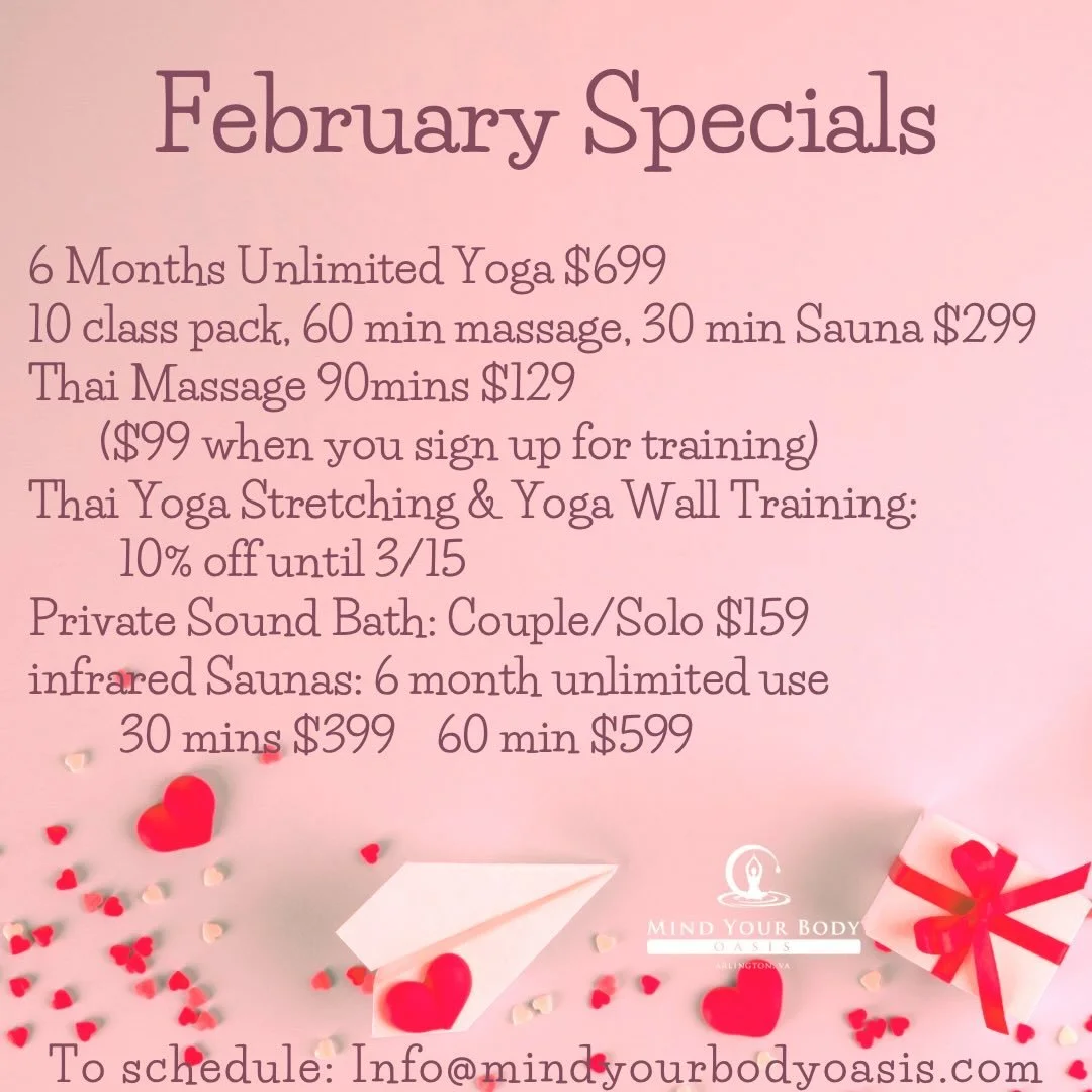 You&rsquo;re warmly invited to do the full MYBO experience!  Our #farinfraredsauna is ready for your session and #fasciablast #massage #lymphaticdrainage #thaimassage and we have deals on yoga and Pilates classes!  Come join our community!