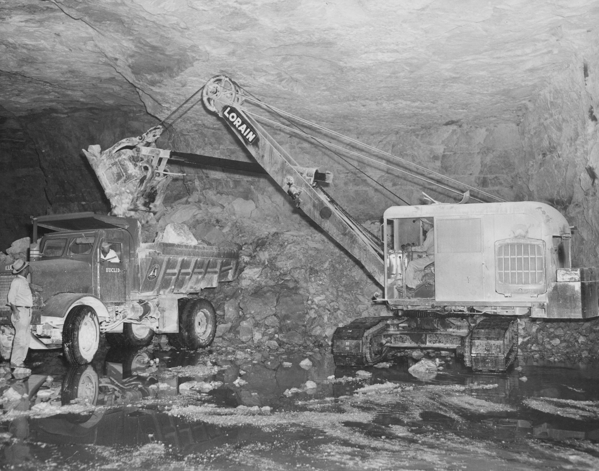  In 1954, mining operations went underground using the room and pillar method of mining in order to reduce dust and noise to the surrounding area. 