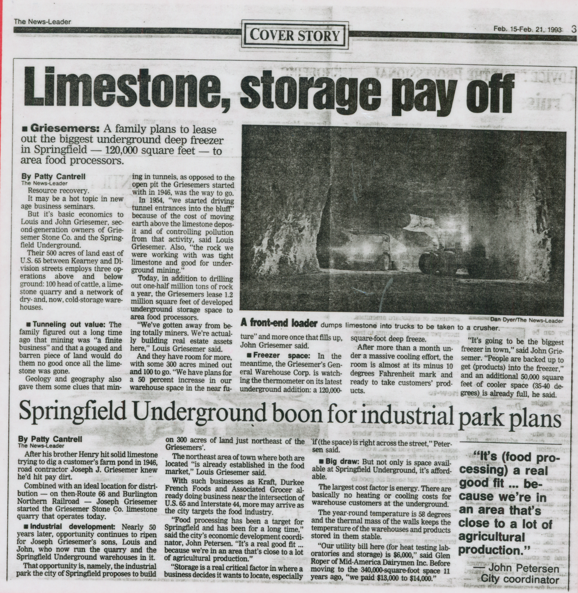  Mining and warehouse construction continued for the next five and a half decades, removing over 31 million tons of limestone. 