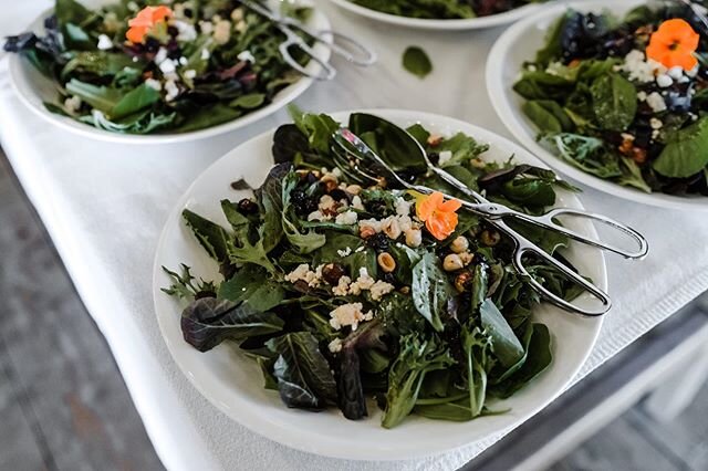 Missing all our fresh summer produce! Here&rsquo;s some beautiful summer food shots from @sasha_reiko_photography 😍
Left to right: Field Greens Salad, Grilled Wild Pacific Sockeye Salmon, Summer Farro Salad + Lemon Vinaigrette, Moroccan Roasted Orga