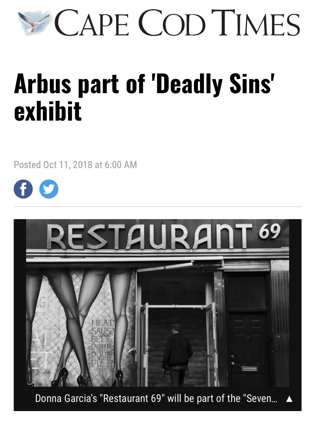 Restaurant 69 by Donna Garcia, award winner for “7 Deadly Sins”, 2018.