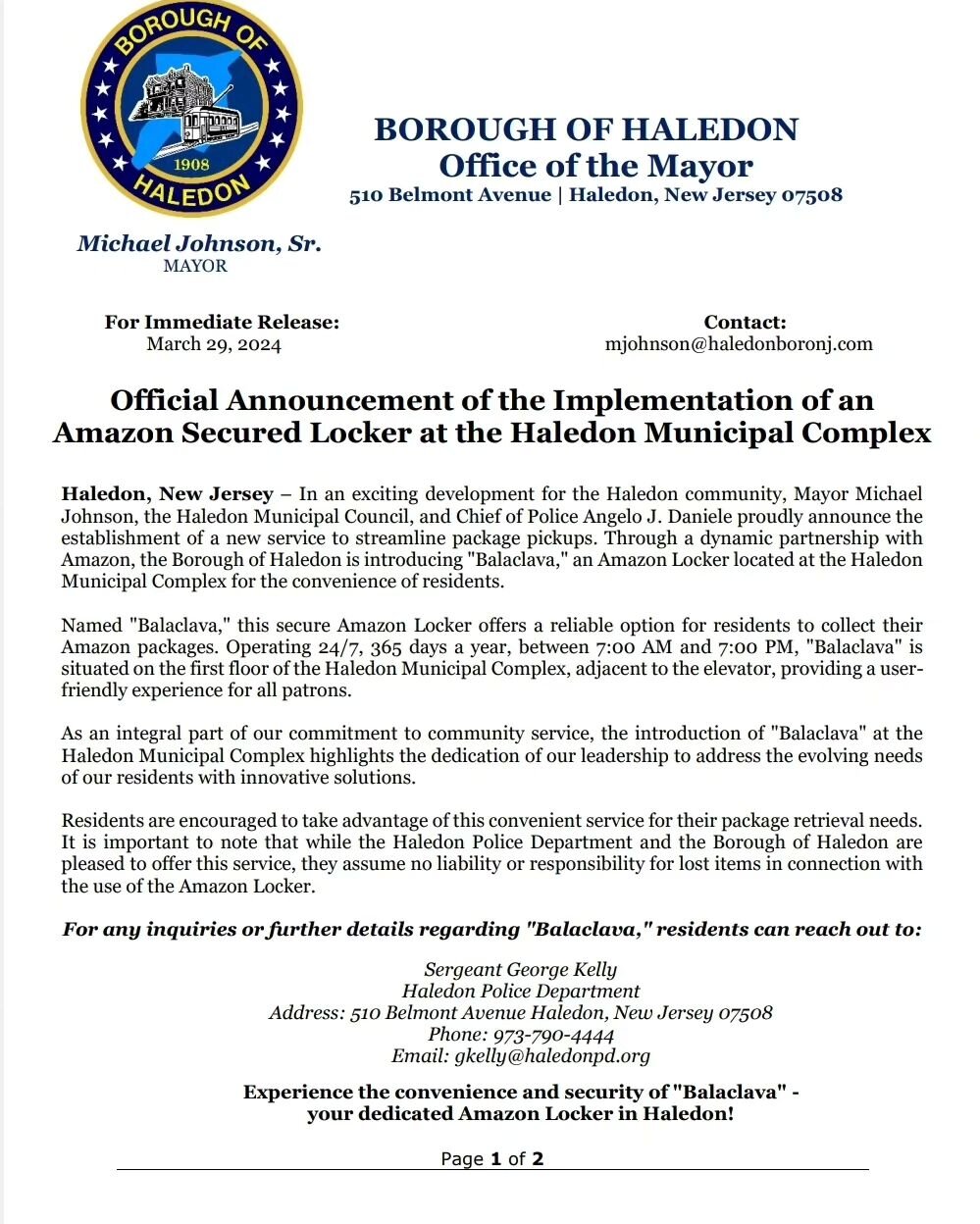 #Haledon Implements Amazon Secured Locker at the Haledon Municipal Complex 

#OurCommunity