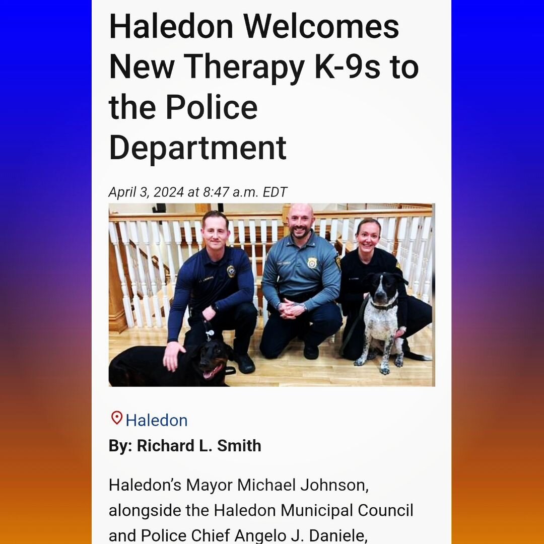 Haledon PD Launches Therapy K-9 Program

Swipe 👉

#Haledon #OurCommunity
