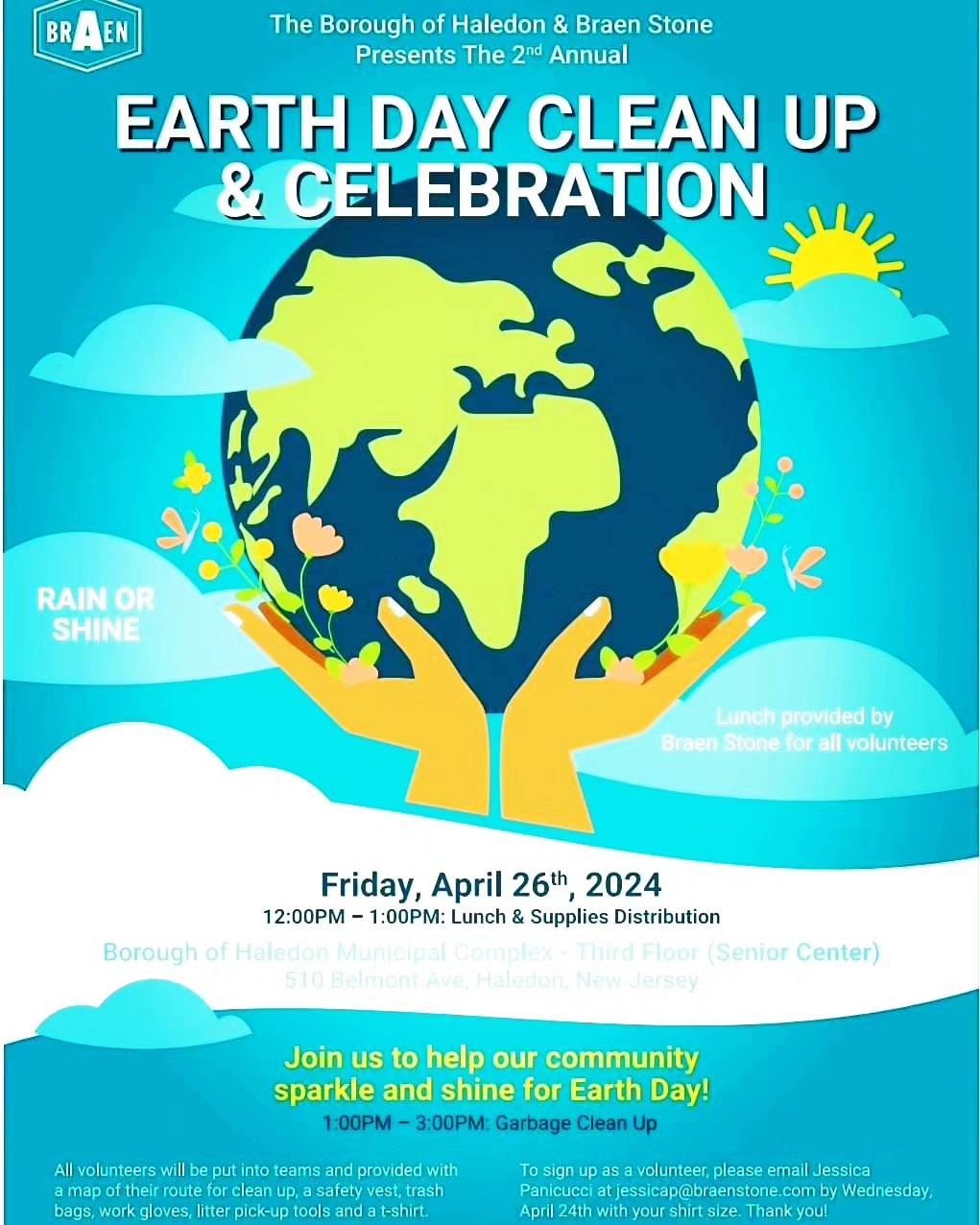 🌎🌿 **2nd Annual Earth Day Haledon Clean Up Initiative** 🌿🌎

Volunteers Needed!

🌟 Join Mayor Michael Johnson, the Haledon Municipal Council, and Braen Stone Industries as we come together for a day of community, environmental stewardship, and ma