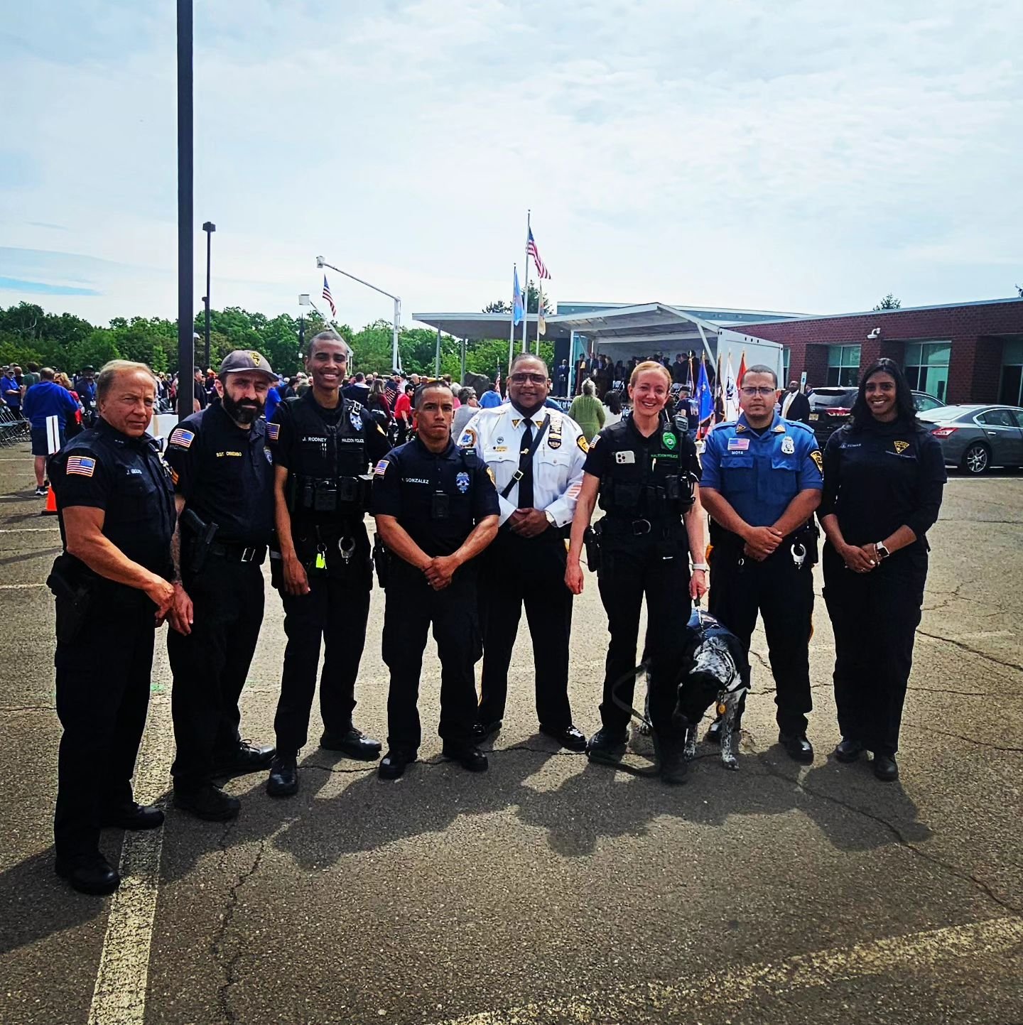 🌟 Members of the Haledon Police Department, including K-9 Nash, were honored to attend the Passaic County Vietnam Veterans Memorial Wall Dedication Opening Ceremony. We were also joined by Mayor Michael Johnson, Council President Mohammad Ramadan, a
