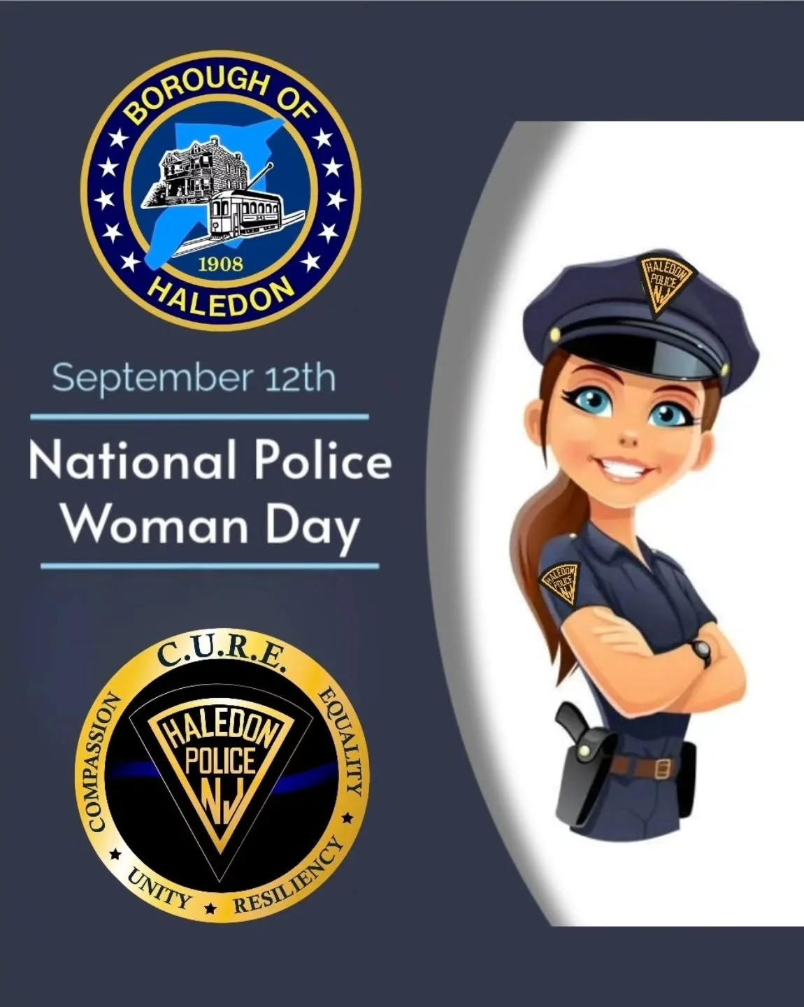Today, we honor our dedicated women in law enforcement. Happy National Police Women's Day! #Haledon