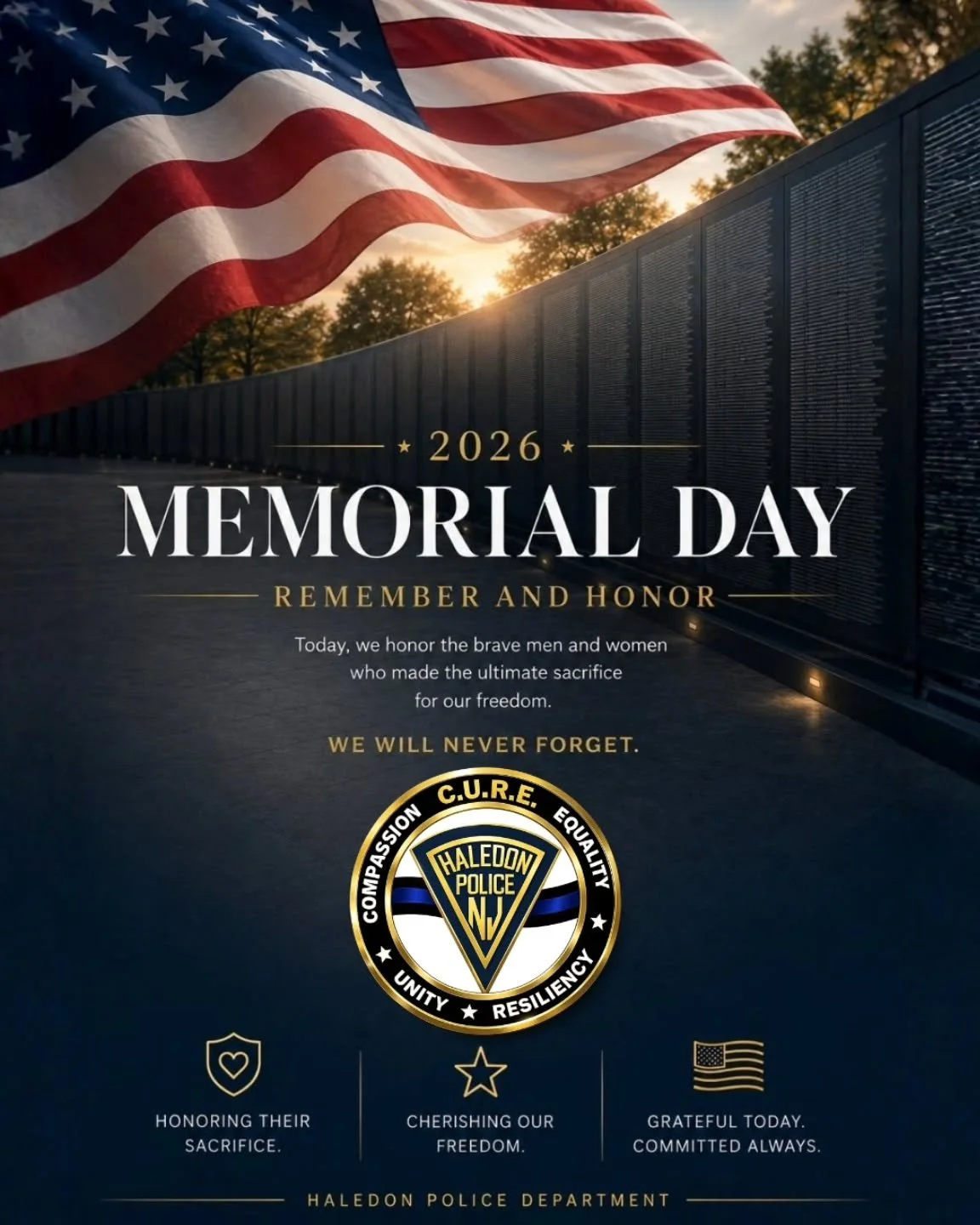 🇺🇸✨ This Memorial Day, we pause to honor and remember the brave men and women who made the ultimate sacrifice in service to our nation. We will never forget!

#Haledon #OurCommunity #CURE